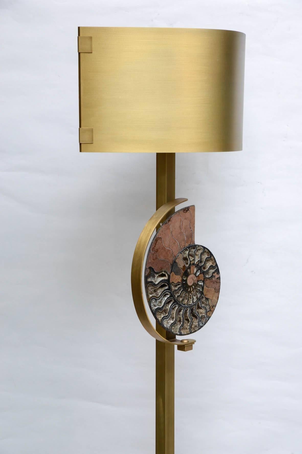 Metal Pair of Patinated Brass Floor Lamps For Sale
