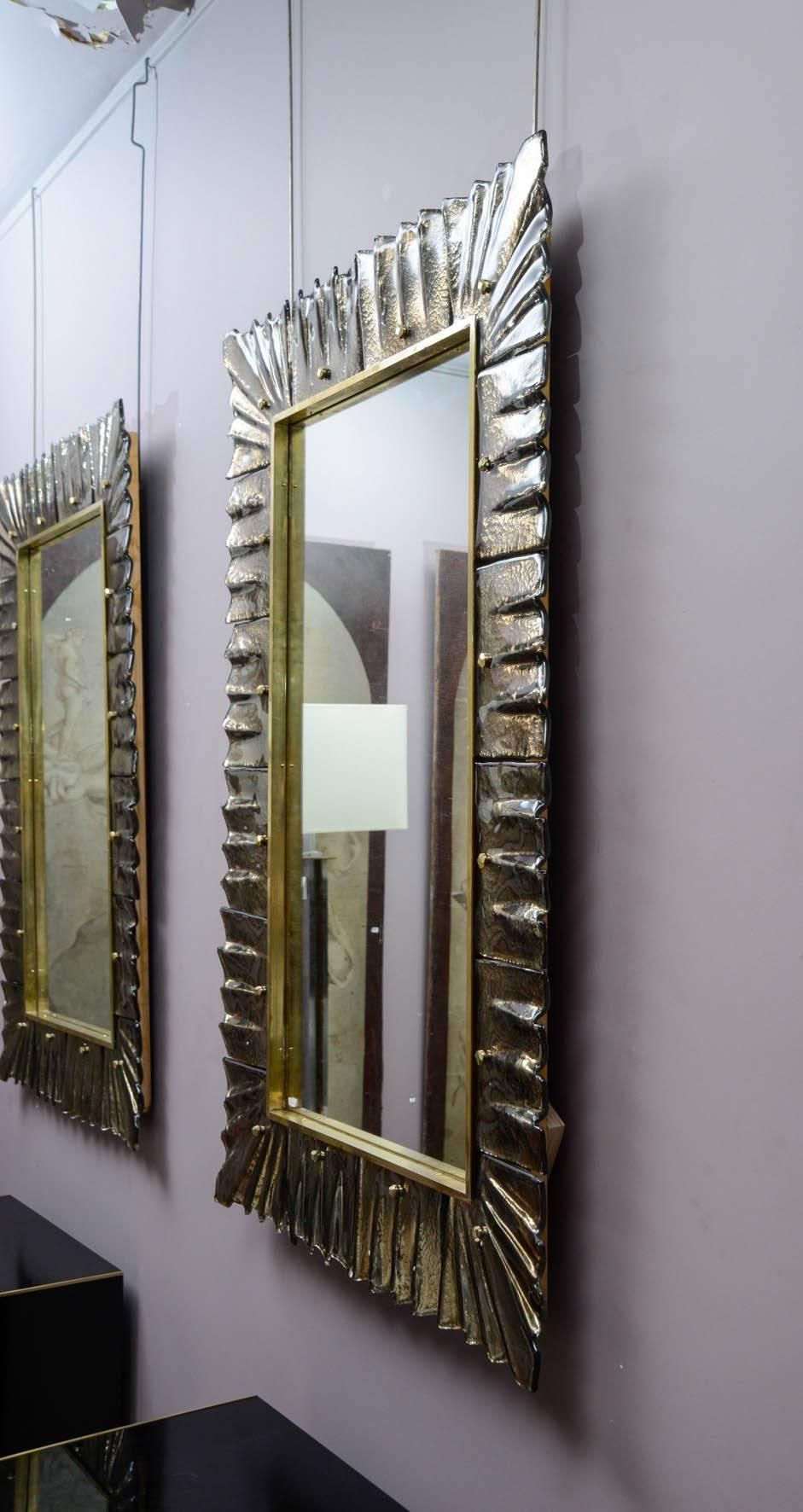 Decorative Pair of Murano Glass Mirrors In Excellent Condition In Saint-Ouen (PARIS), FR