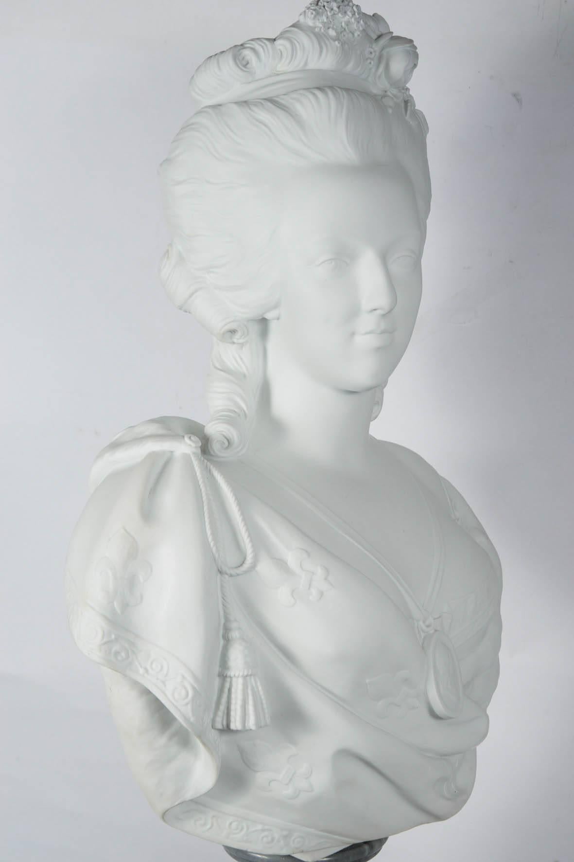 19th Century Bisquit Bust of Marie Antoinette For Sale