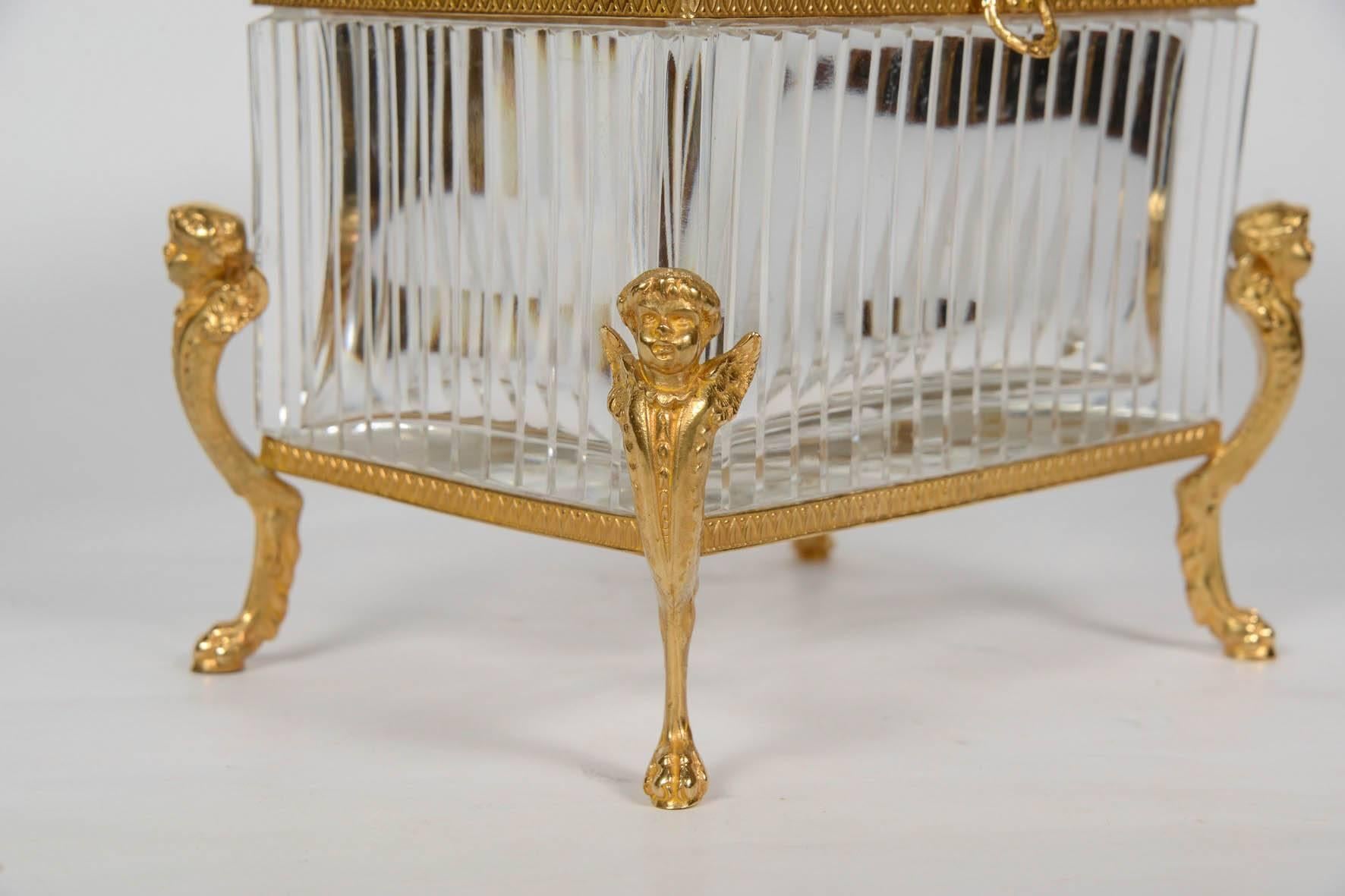 Gilt Stunning Crystal Box For Sale