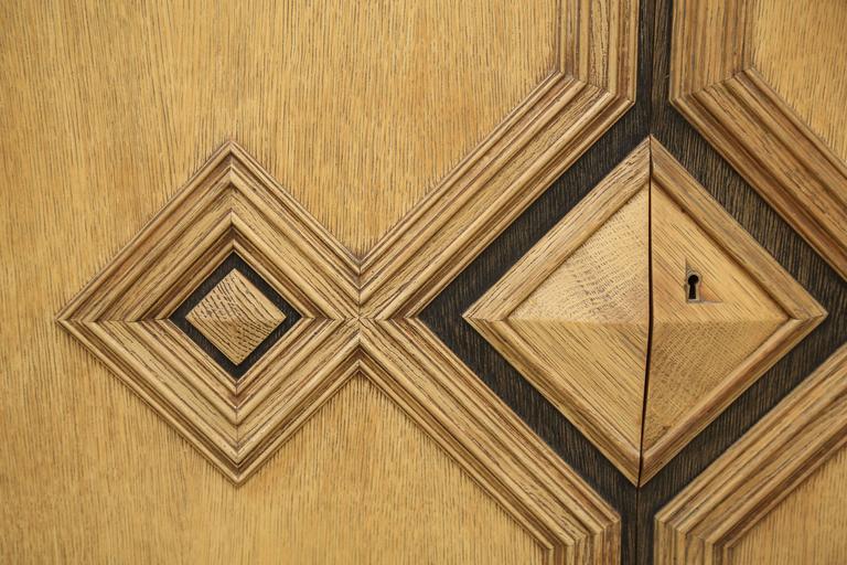 Art Deco Geometric Design Golden Oak Sideboard By De Coene Black Belgian Top Art Deco Geometric Design Golden Oak Sideboard By De Coene Black Belgian Top