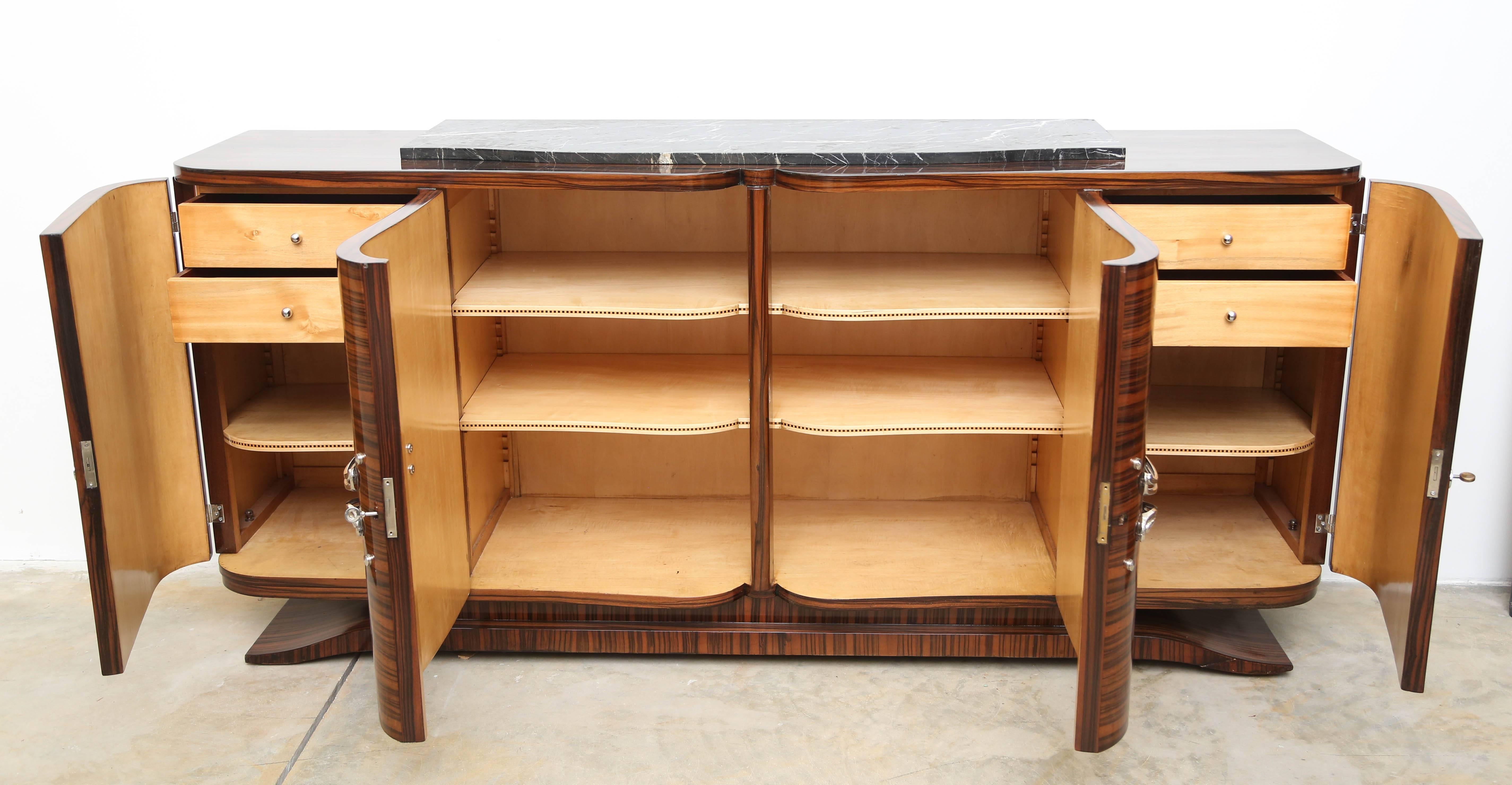 Art Deco Macassar French Sideboard with Marble Top 5