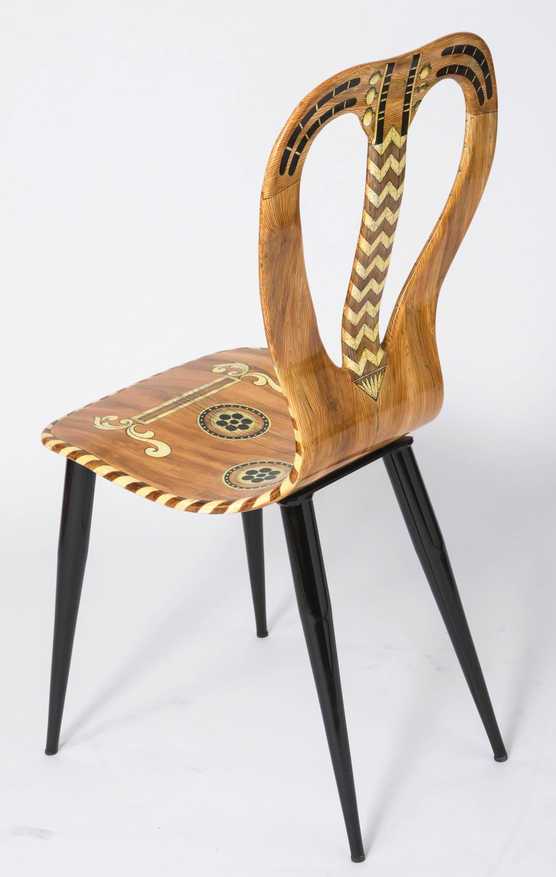 Italian Atelier Fornasetti lacquered chair 