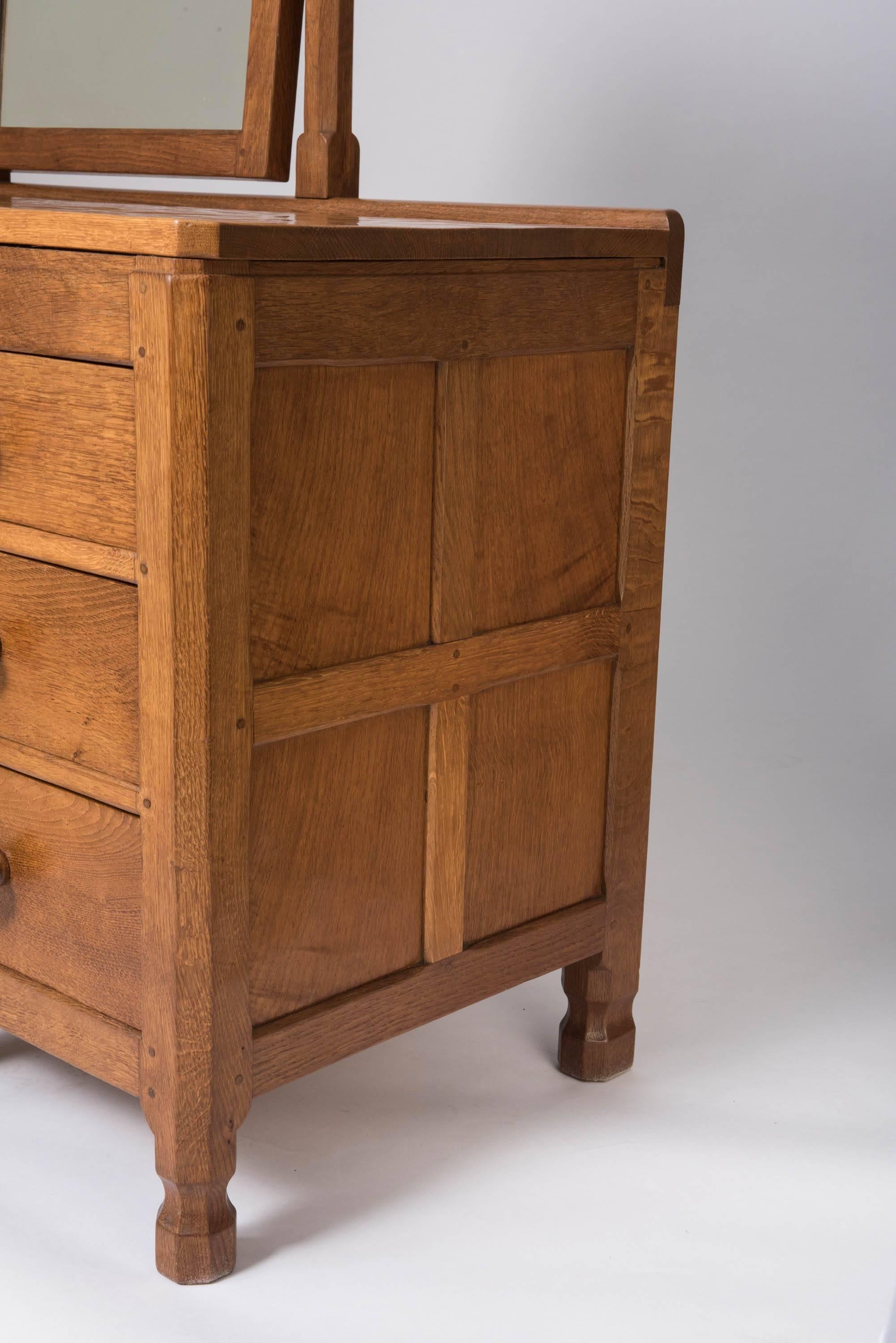 Oak Robert Mouseman Thompson oak dressing table, England circa 1930
