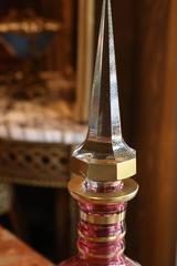 Czech Cranberry Cased and Gilt Glass Decanter, Moser
