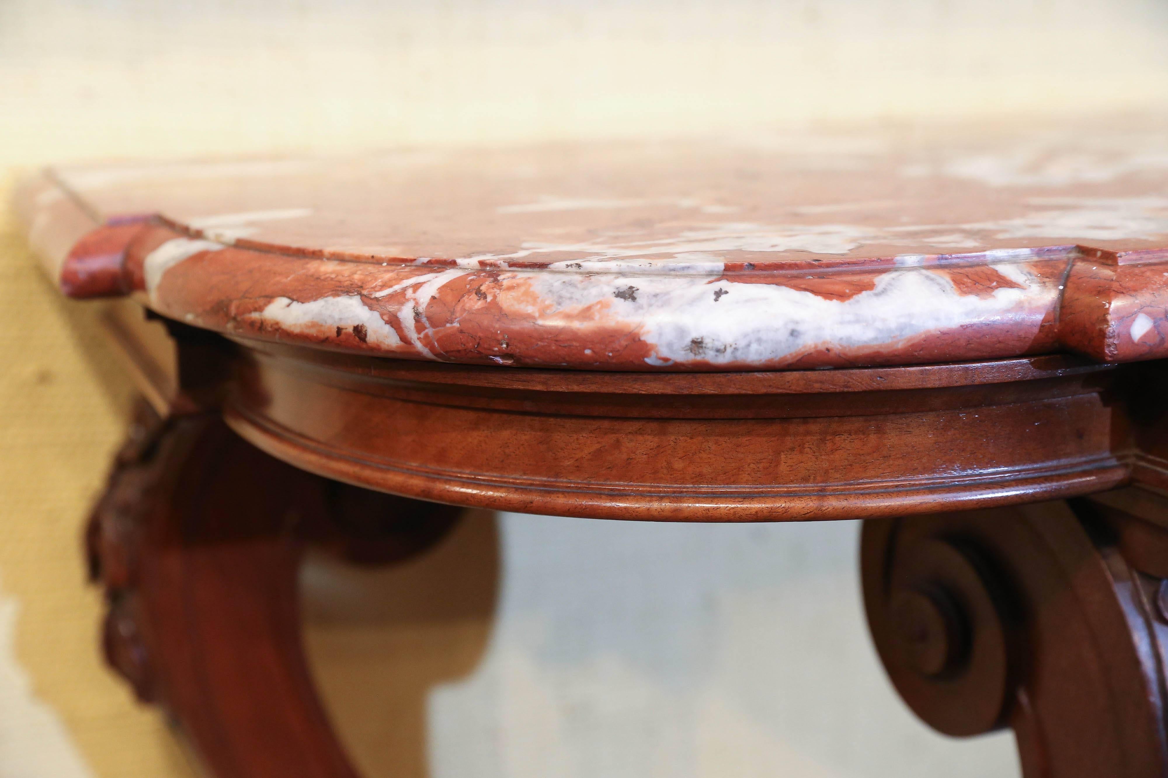French Country Walnut Console with Marble Top, Late 19th Century 3