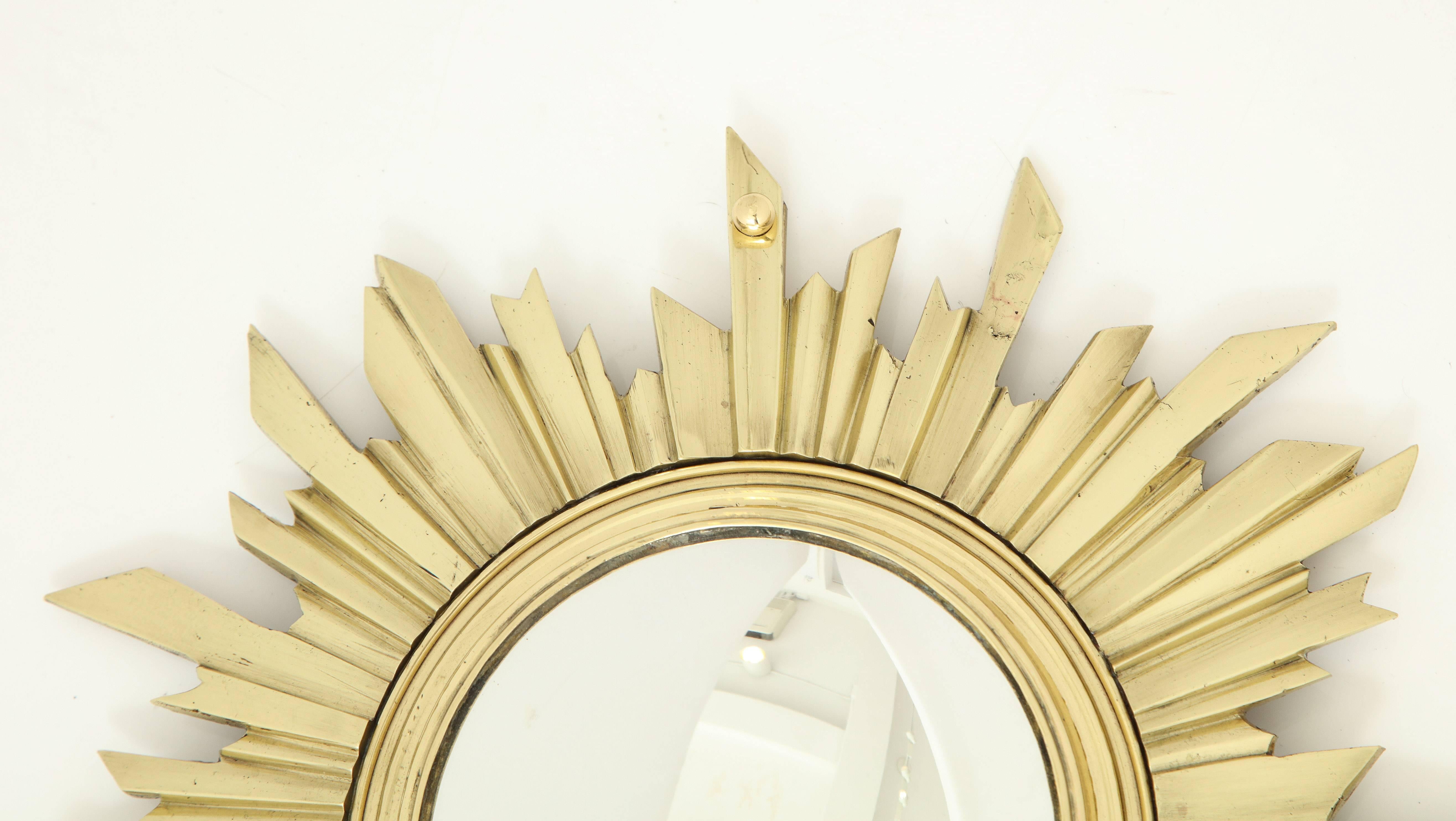 Unusual Bronze Sunburst Mirror In Good Condition For Sale In Mt. Kisco, NY