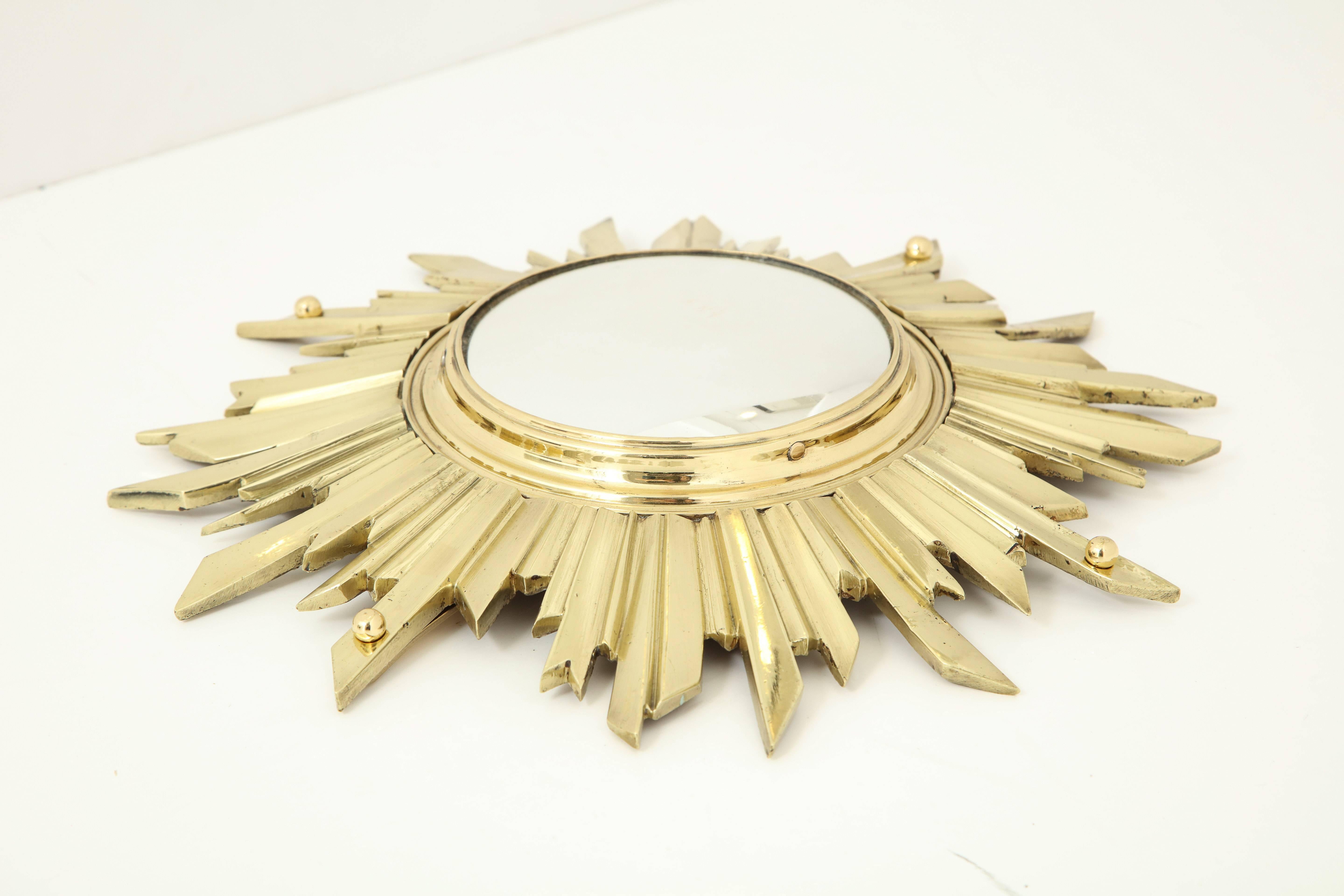 Unusual Bronze Sunburst Mirror For Sale 1