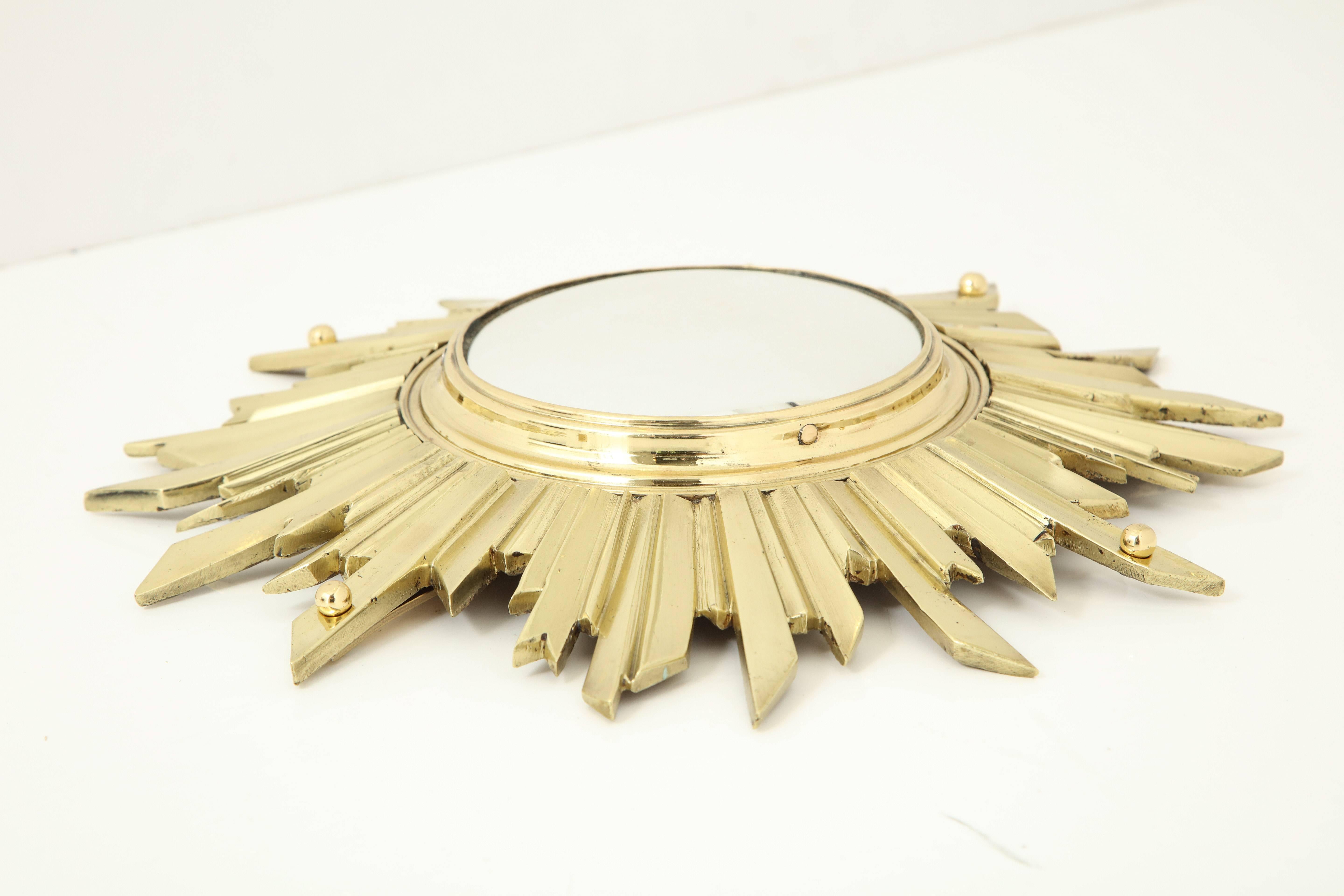 Unusual Bronze Sunburst Mirror For Sale 2