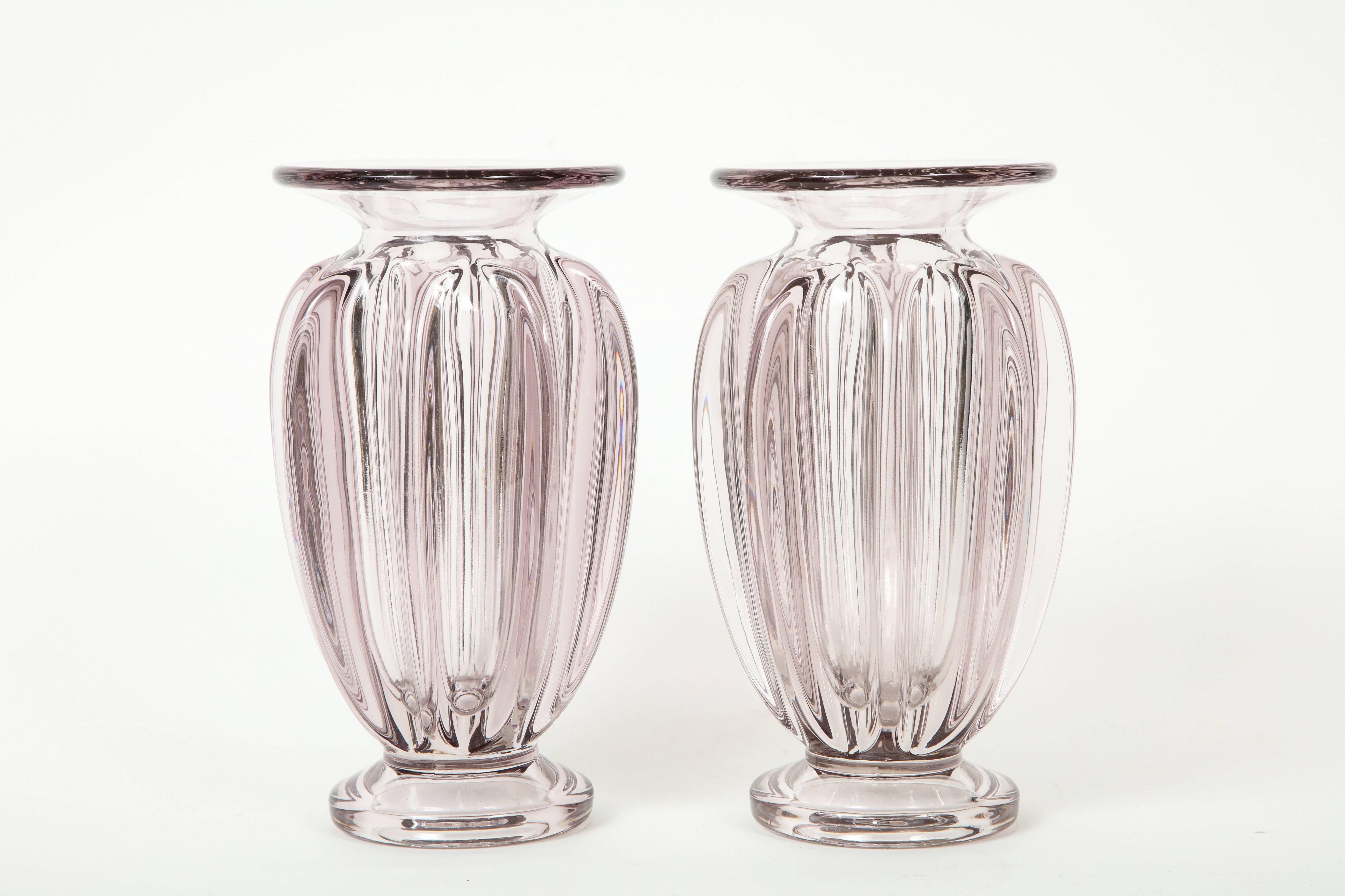 Pair of French D'avesn, Glass Vases, 1950s In Good Condition In New York, NY