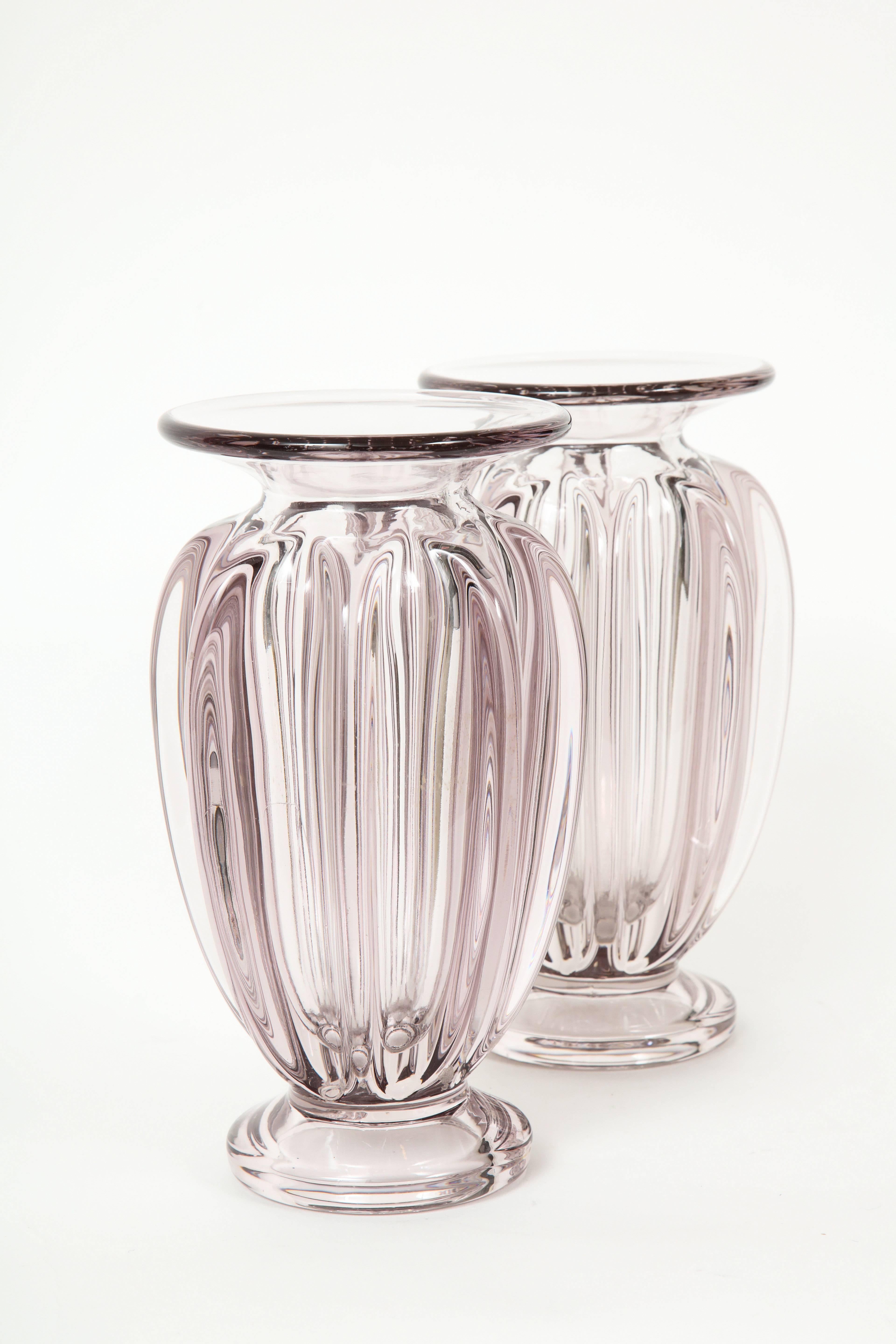 Pair of French D'avesn, Glass Vases, 1950s 1