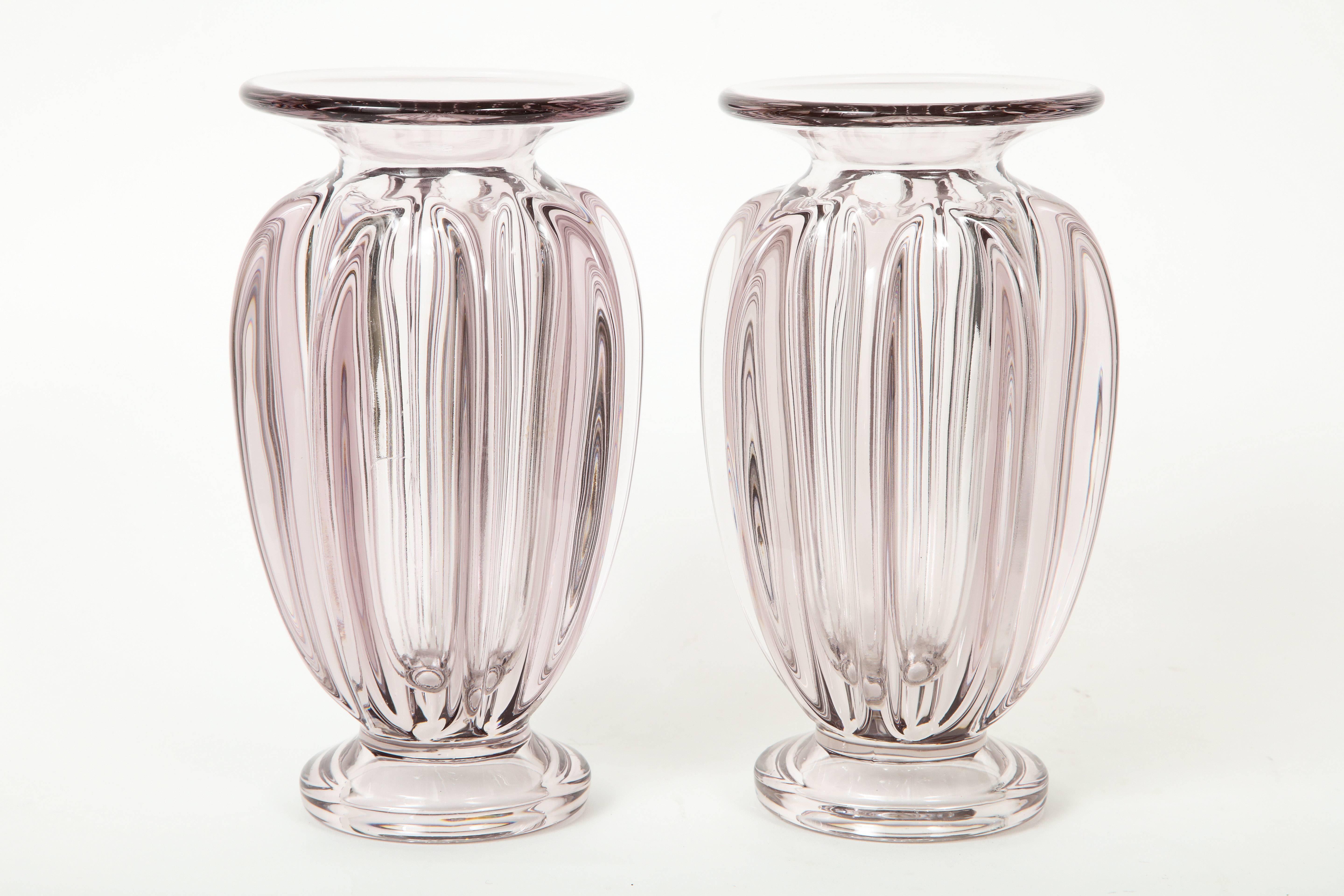 Pair of French D'avesn, Glass Vases, 1950s 4