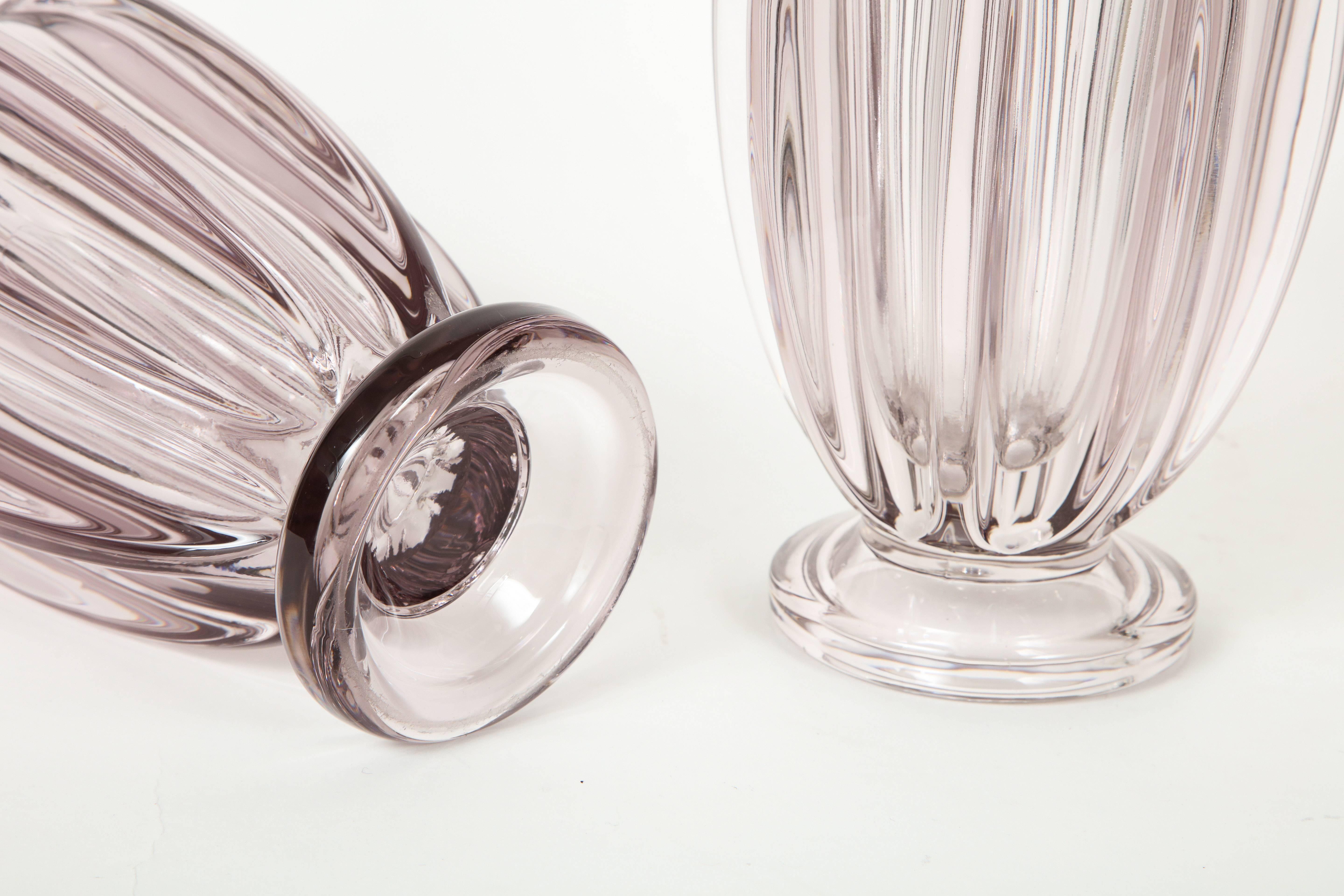 Pair of French D'avesn, Glass Vases, 1950s 5