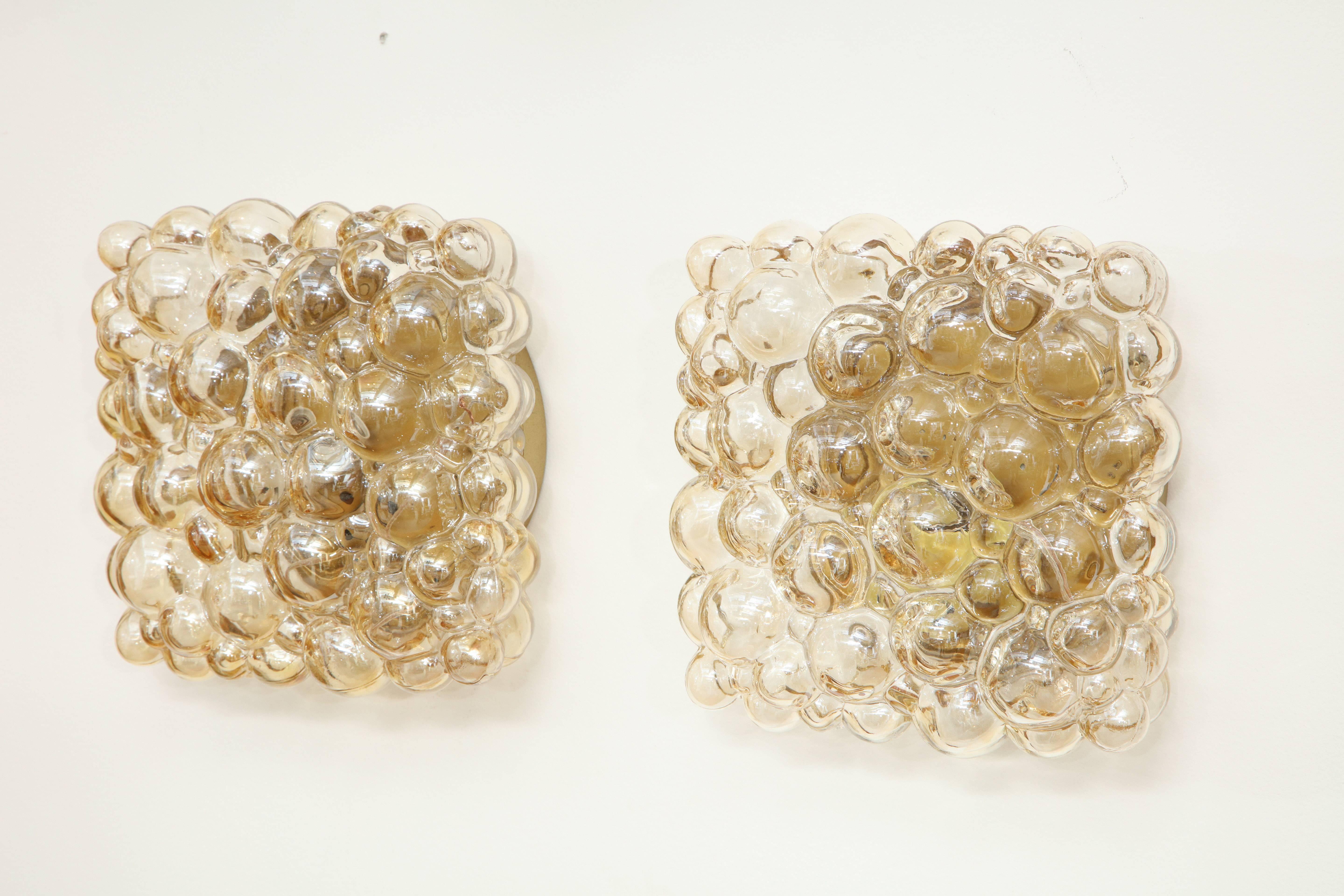 Mid-Century Modern Pair of Champagne Bubble Sconces by Helena Tynell For Sale