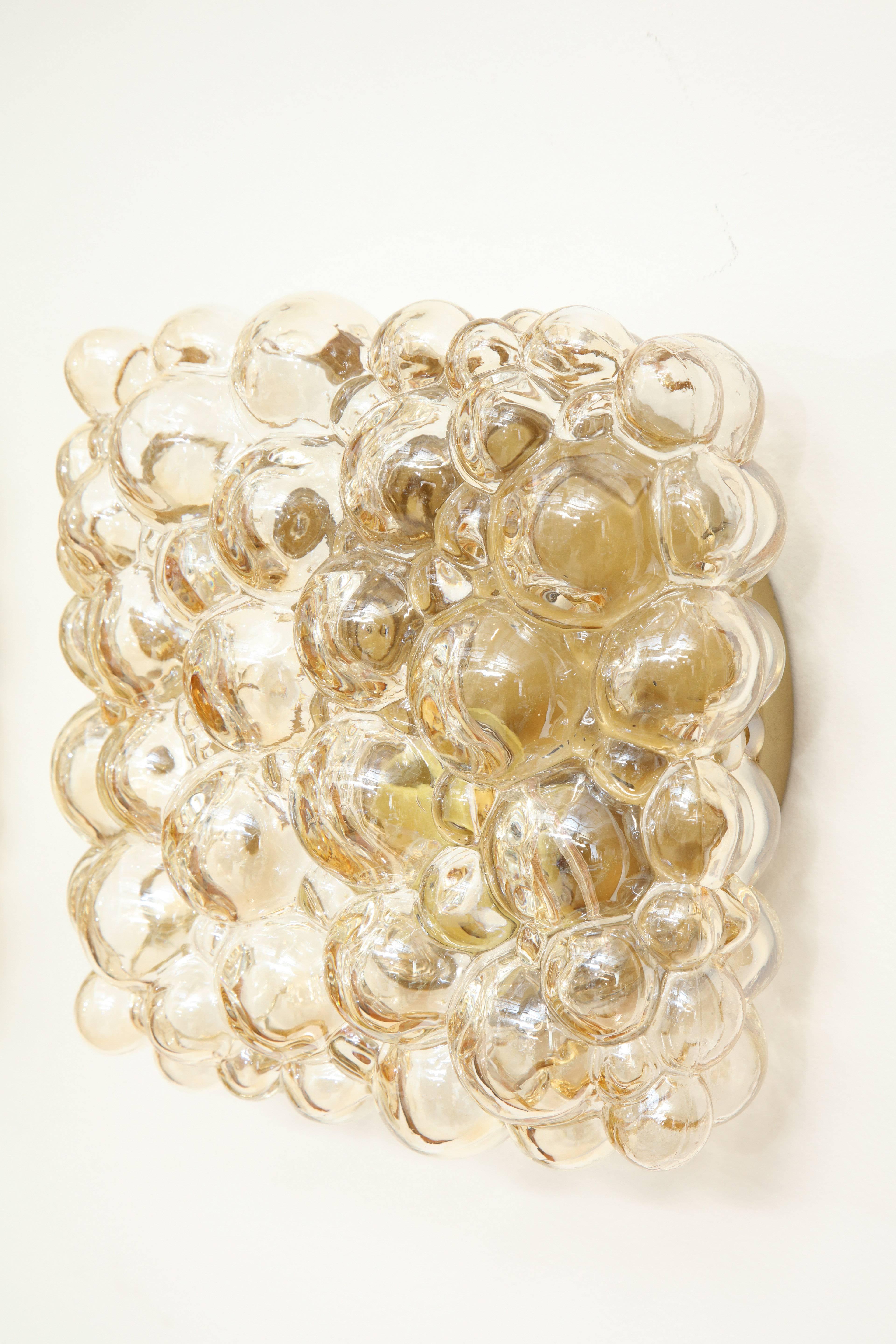 Glass Pair of Champagne Bubble Sconces by Helena Tynell For Sale