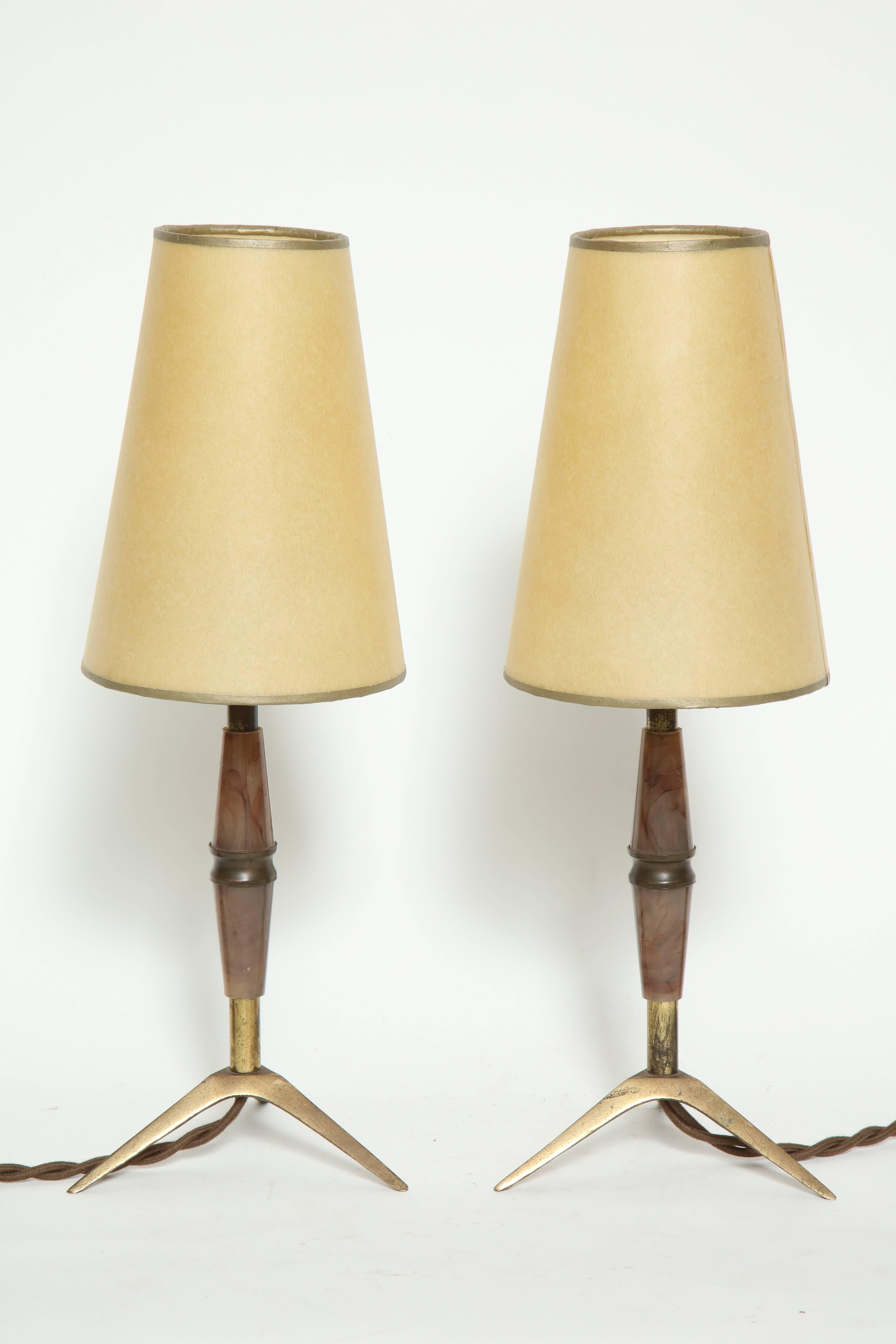 Cast Brass and Bakelite Table Lamps
