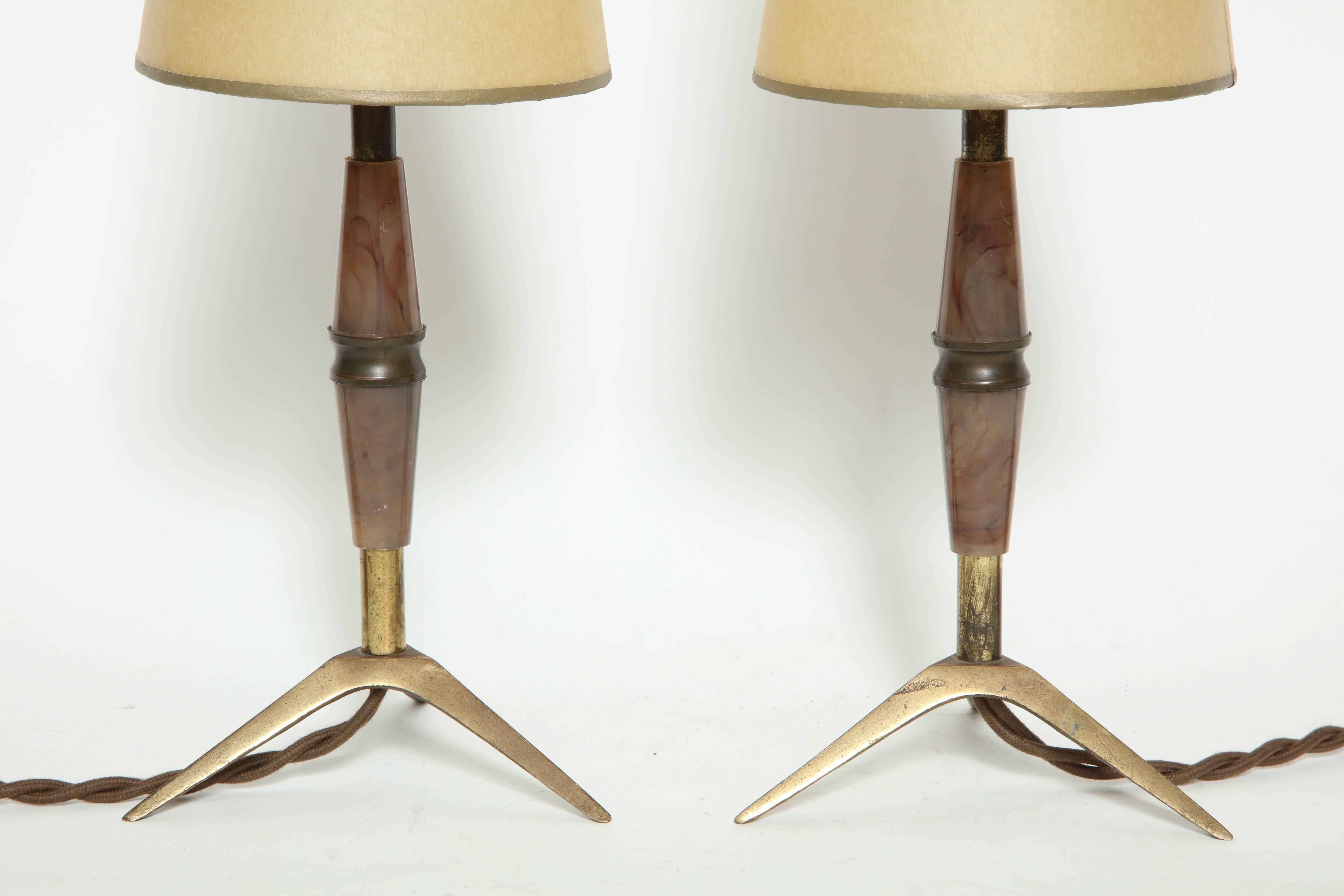 Brass and Bakelite Table Lamps In Fair Condition In Newburgh, NY