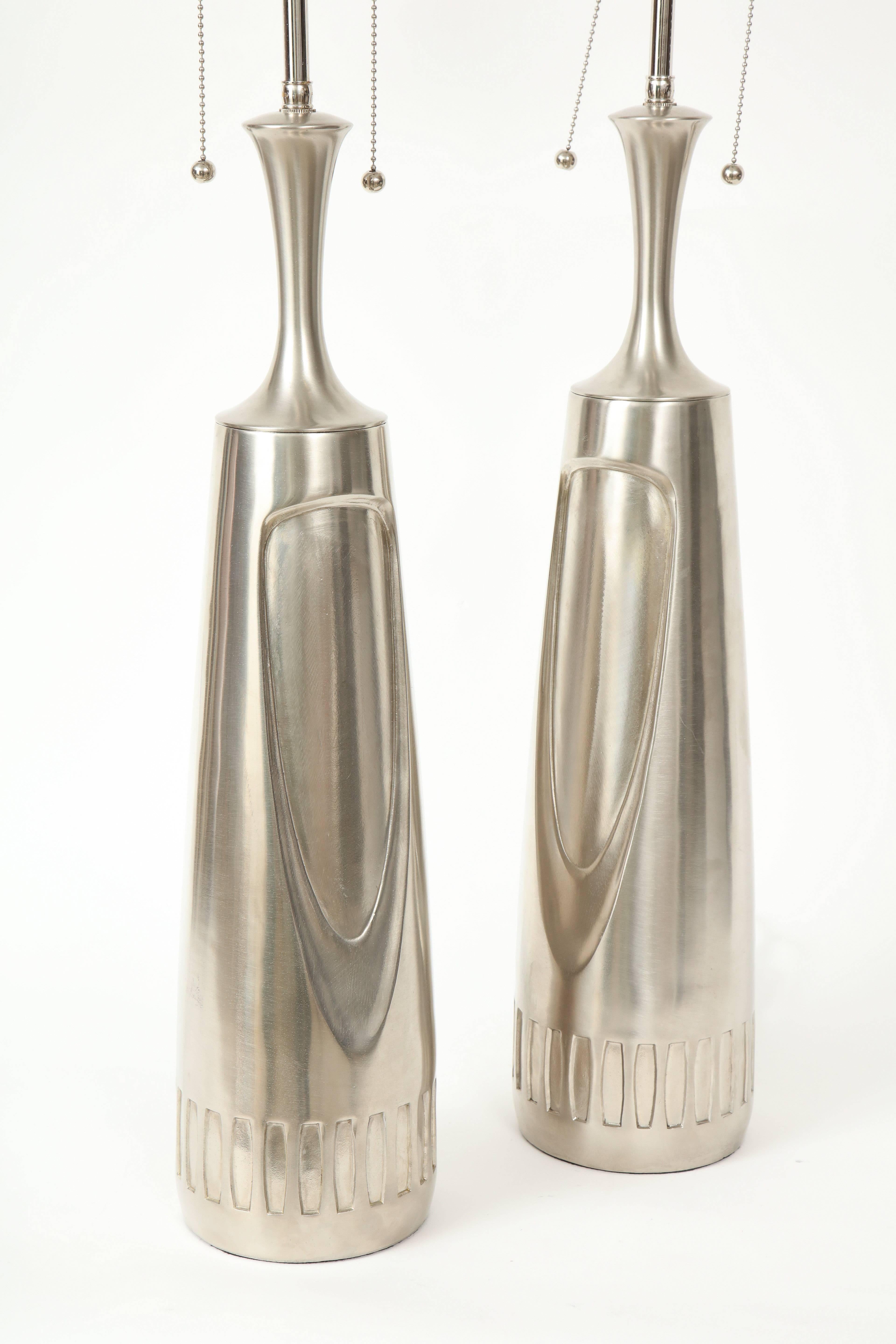 Pair of Brushed Aluminium Laurel Lamps 1