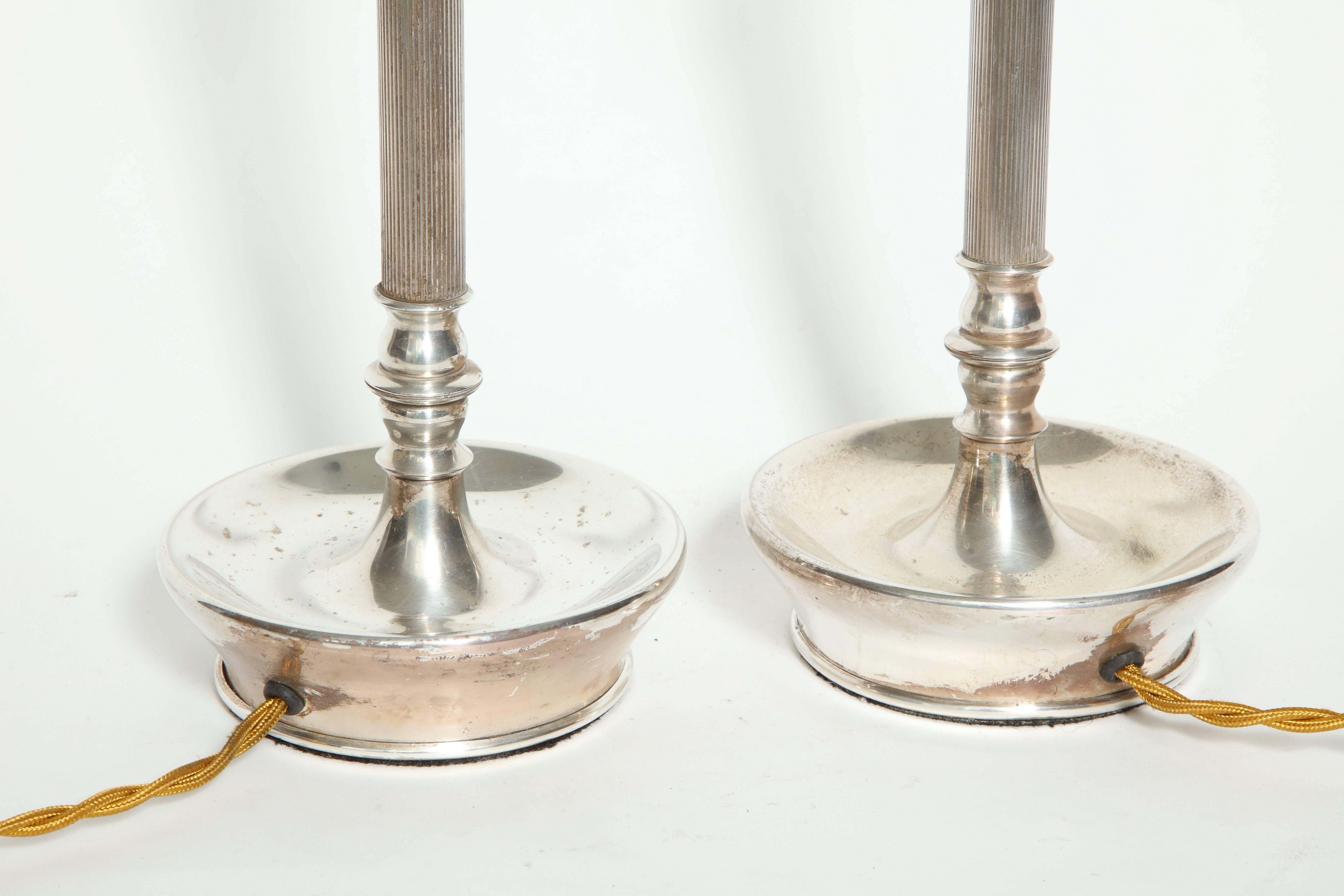 Valenti Silver Plated Lamps In Good Condition In Newburgh, NY