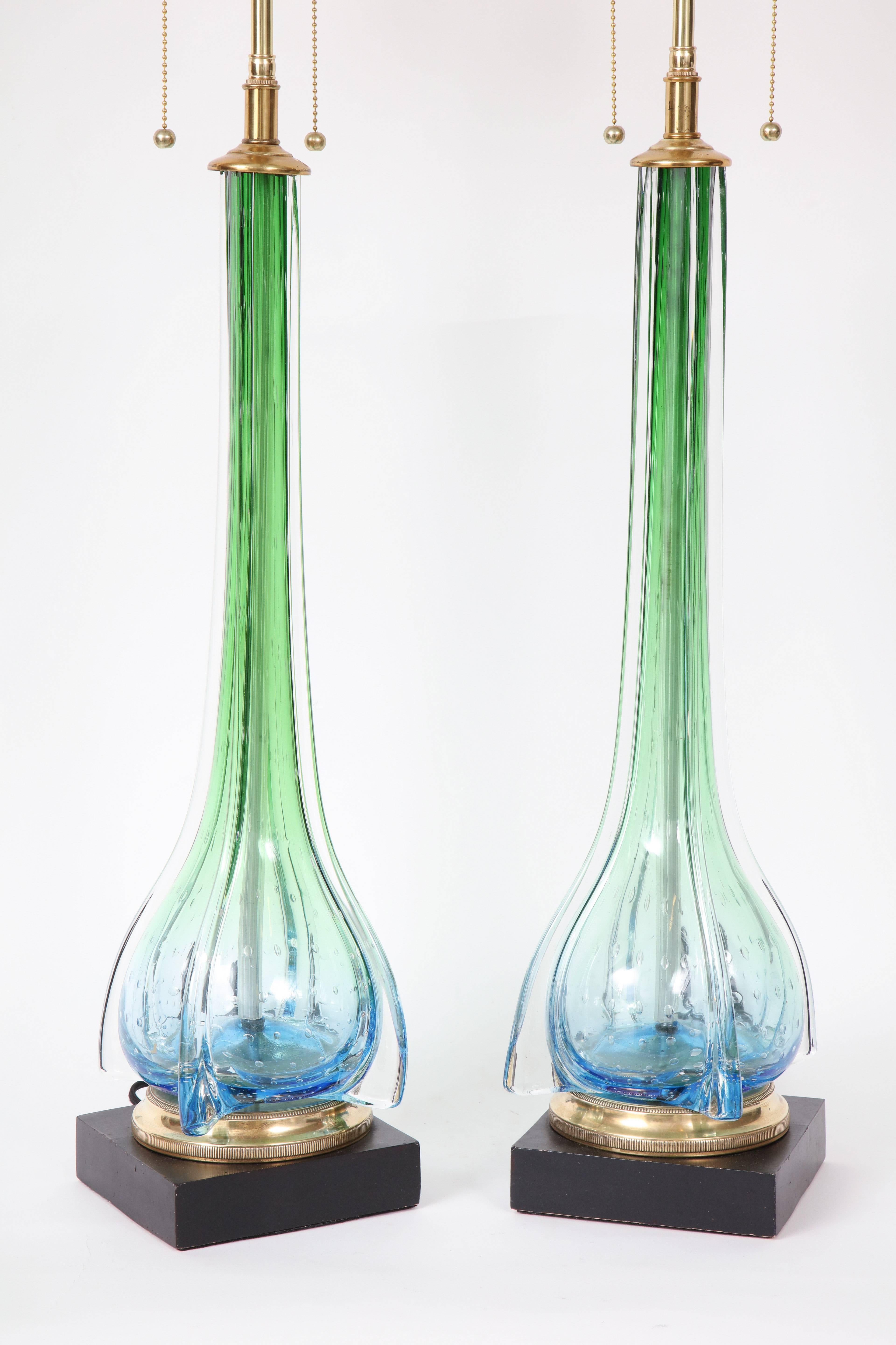 Italian Pair of Beautiful Murano Lamps by Seguso
