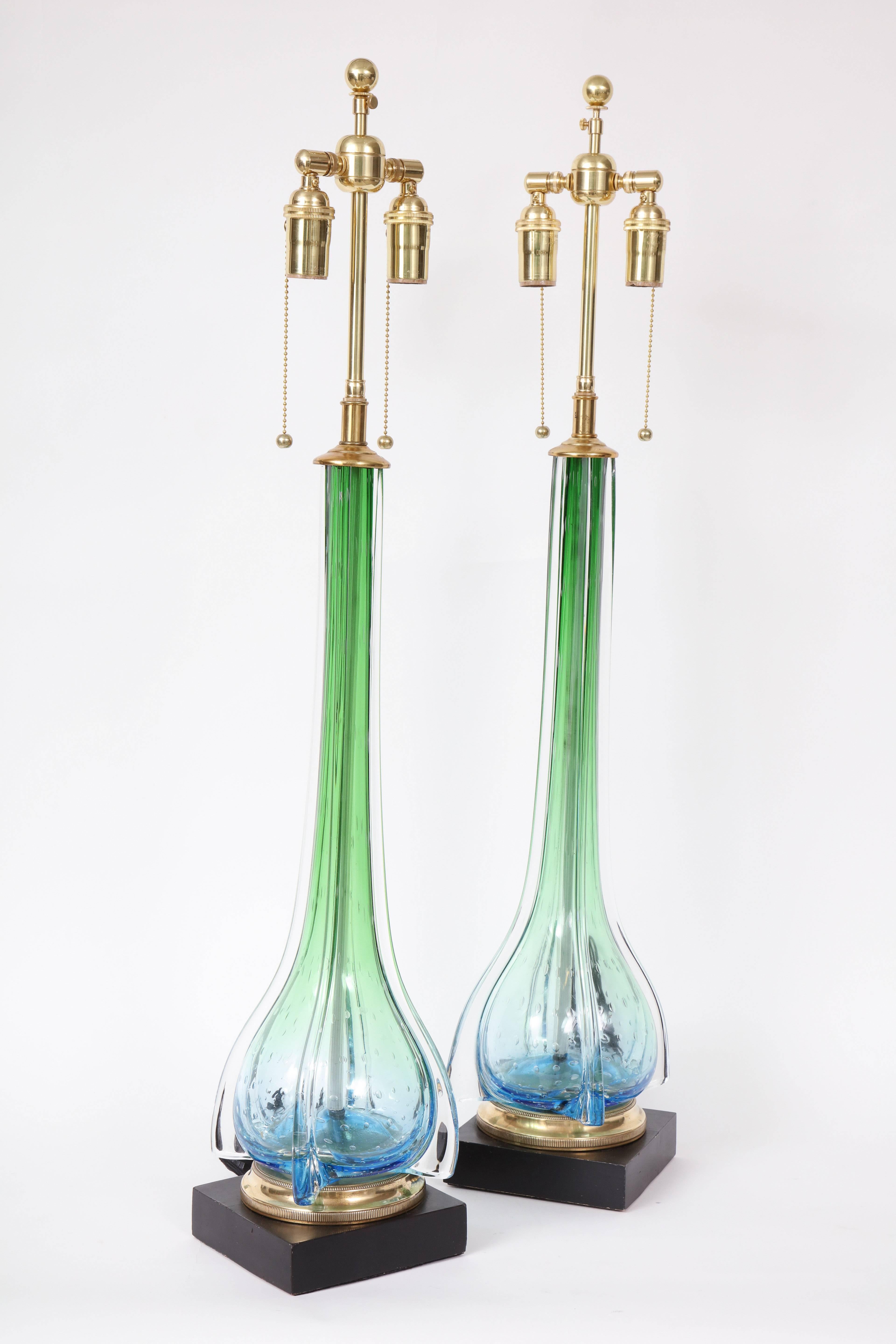 Pair of Beautiful Murano Lamps by Seguso 2
