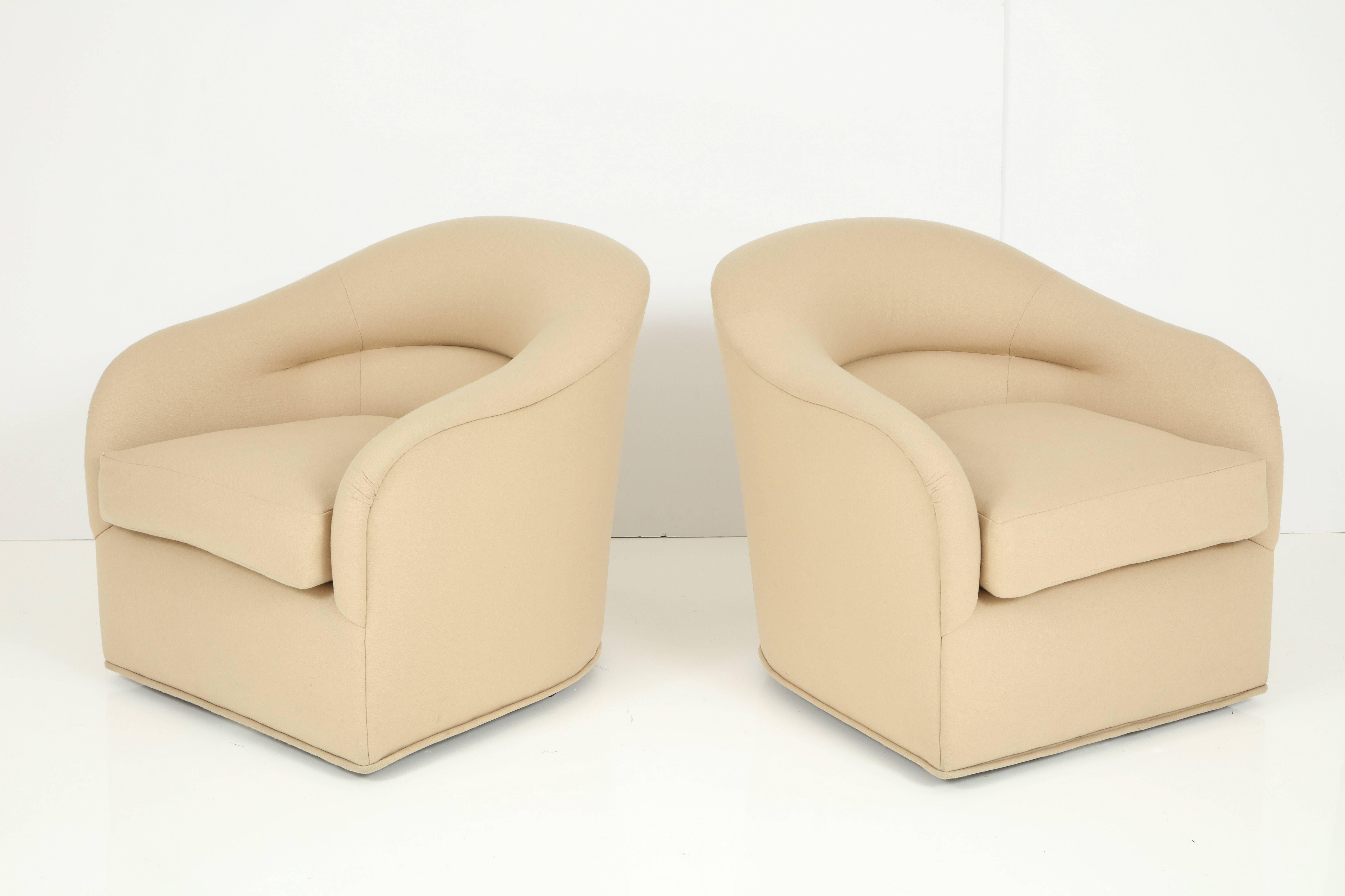 American Elegant Pair of Club Chairs by Sally Sirkin Lewis