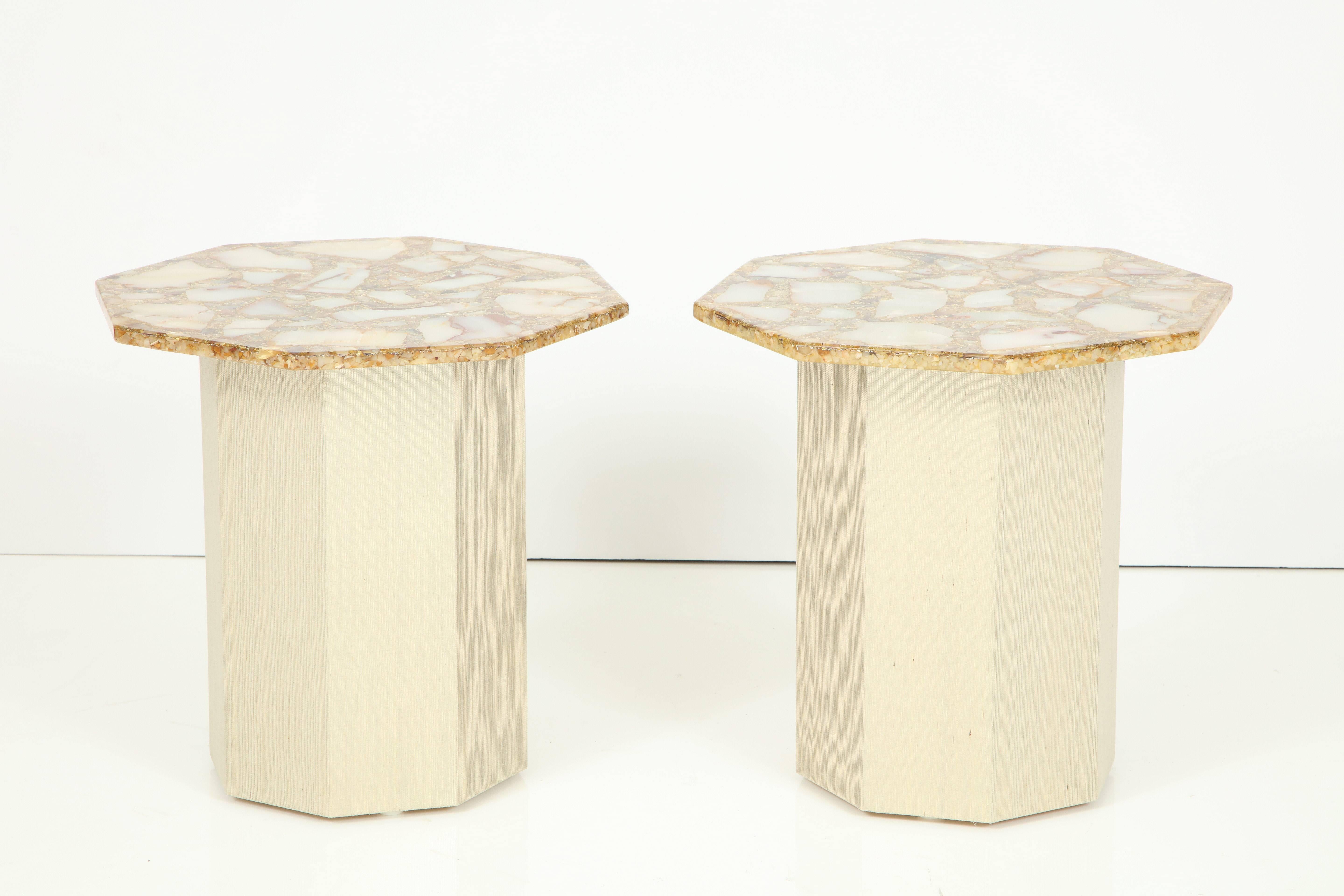 Pair of Octagonal Agate Side Tables 4