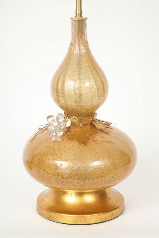Hollywood Regency Marbro Gold Murano Glass Lamps