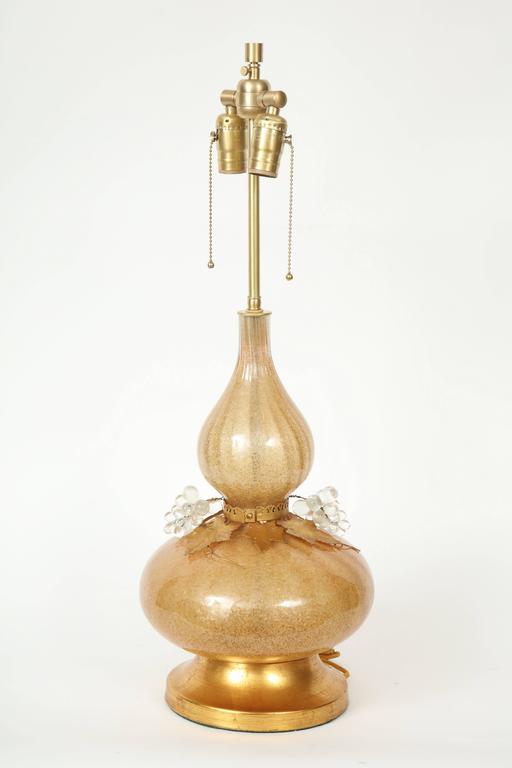 Italian Marbro Gold Murano Glass Lamps