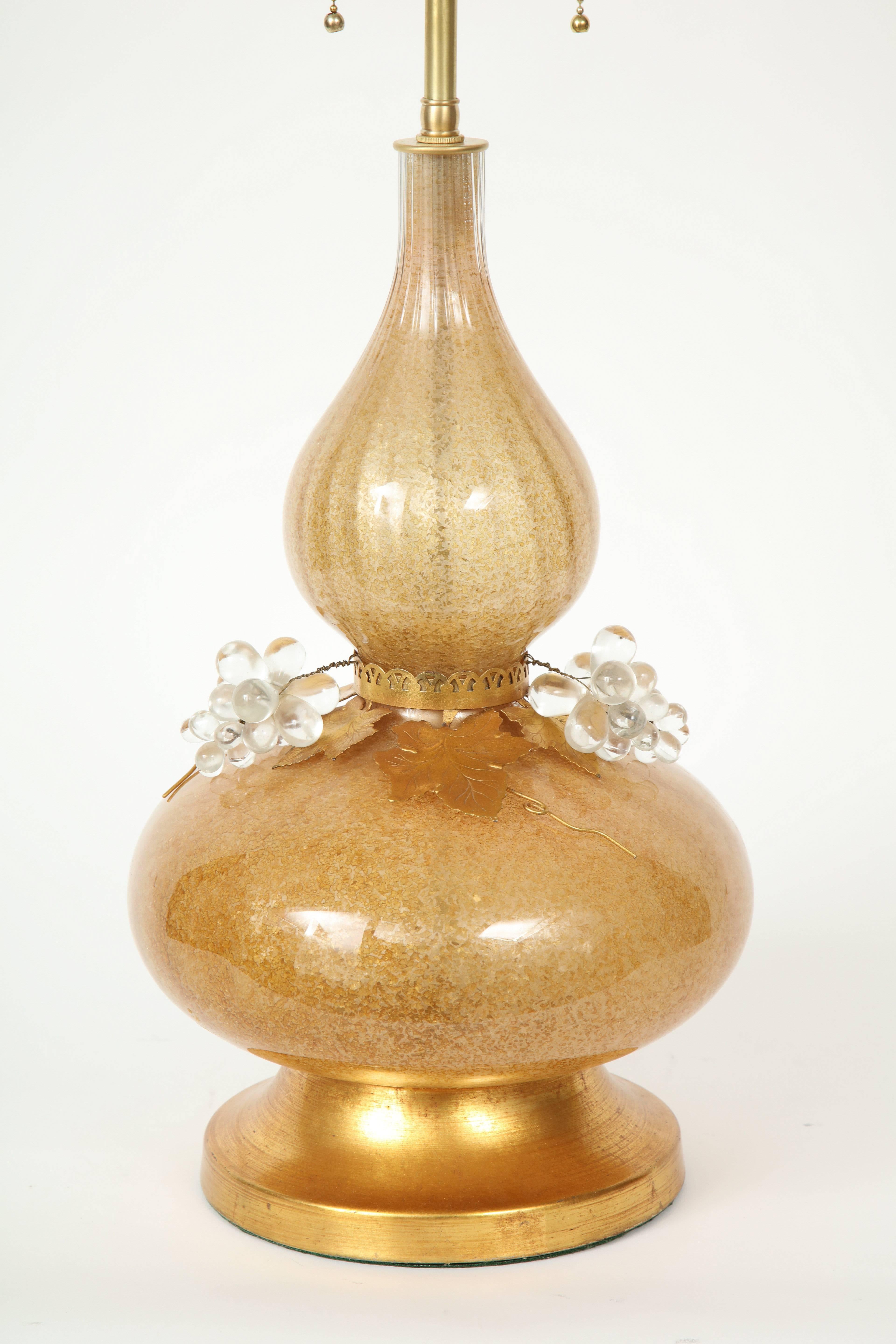 20th Century Marbro Gold Murano Glass Lamps