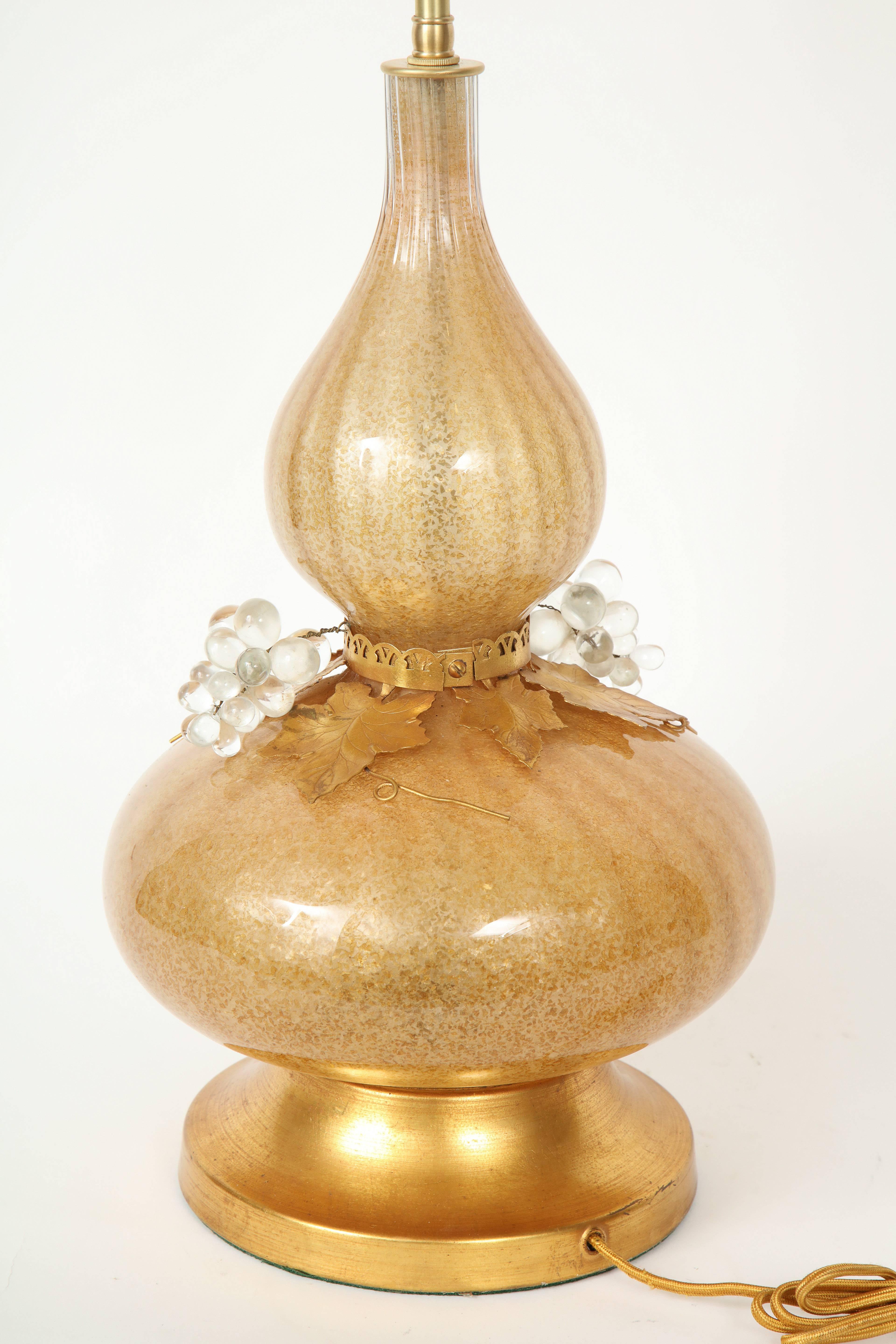 Marbro Gold Murano Glass Lamps In Excellent Condition In New York, NY