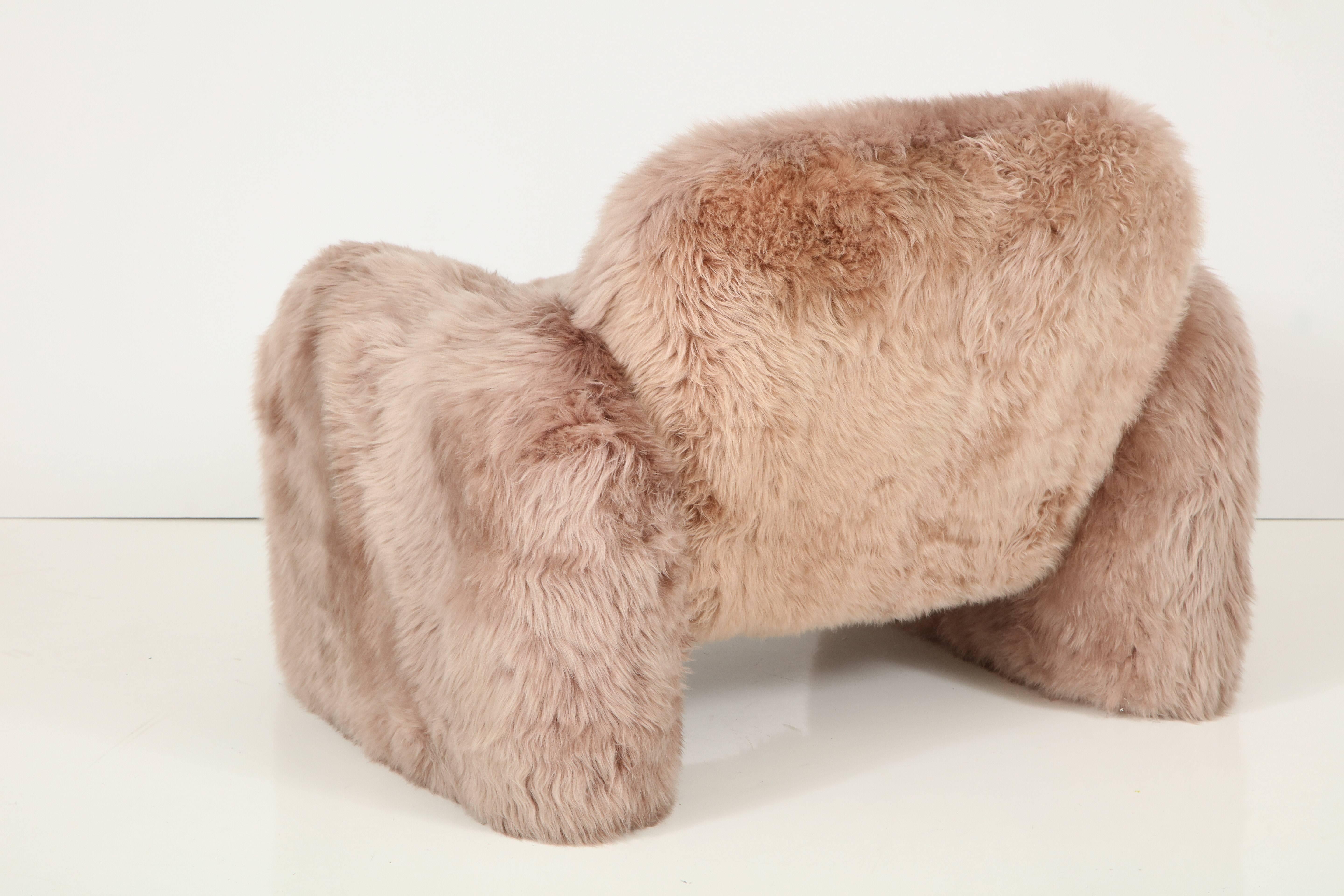 Ray Wilkes New Zealand Sheepskin Club Chairs In Excellent Condition In New York, NY