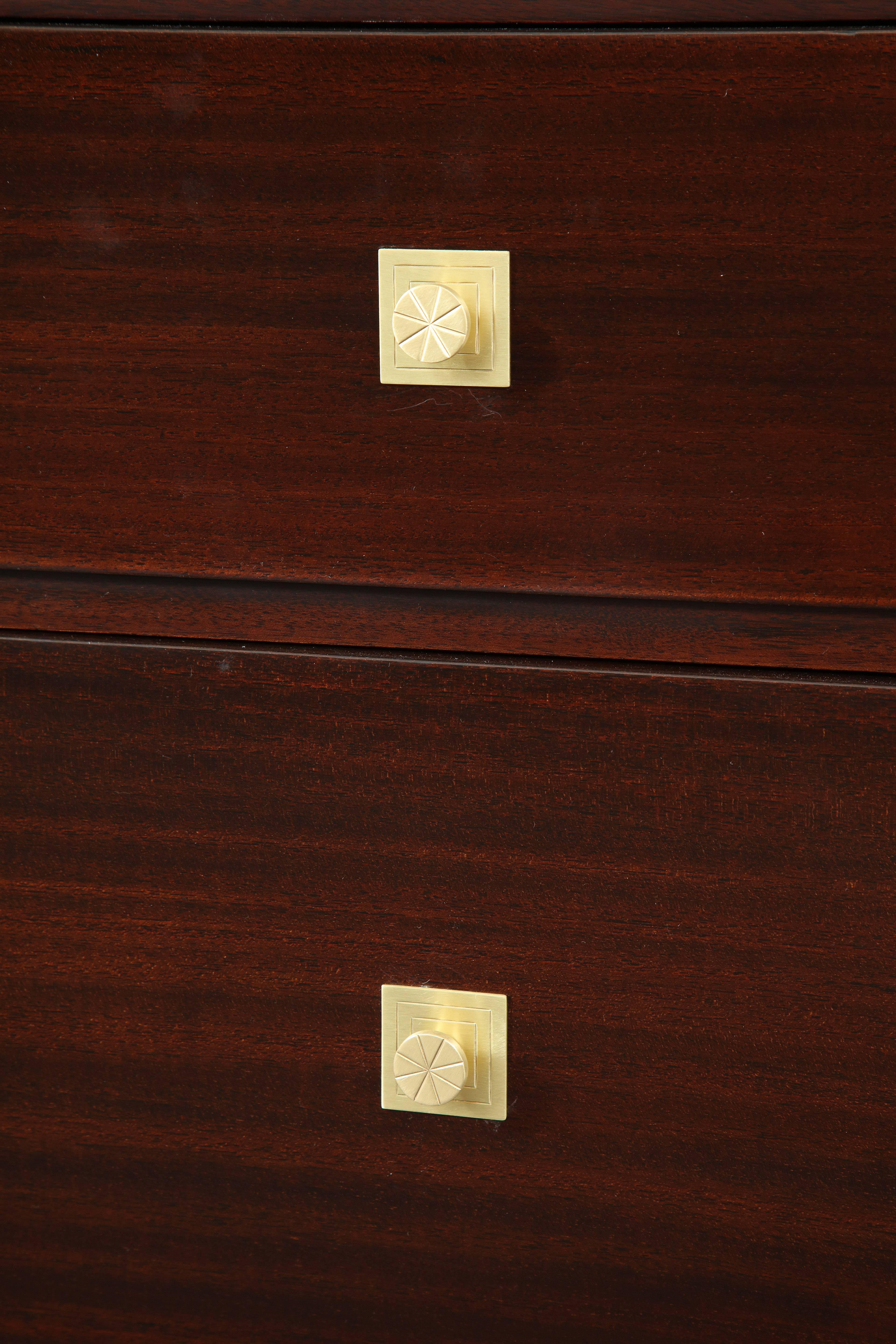 Brushed Custom Tommi Parzinger Mahogany Chests For Sale