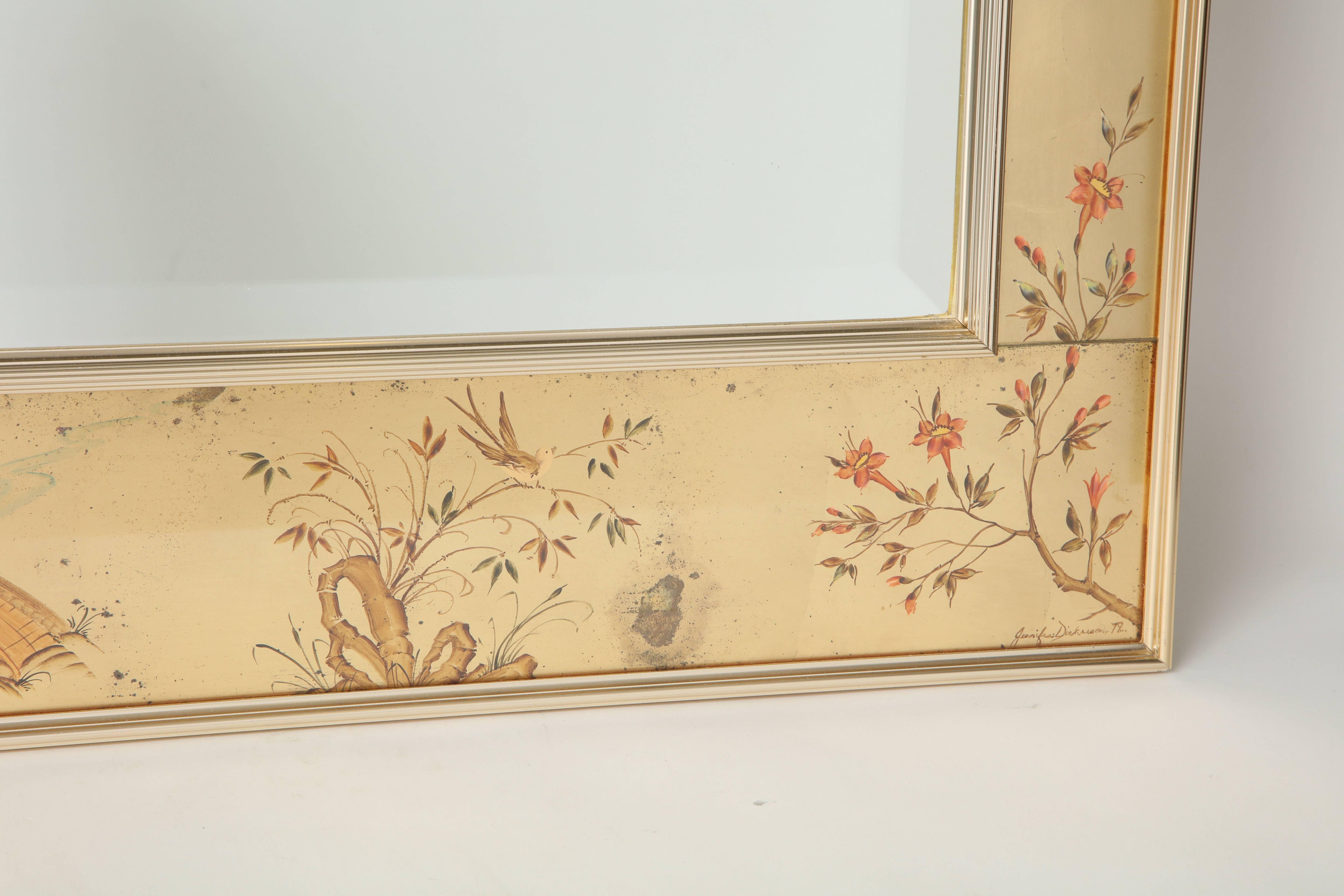 Hand-Painted La Barge Chinoiserie Mirror