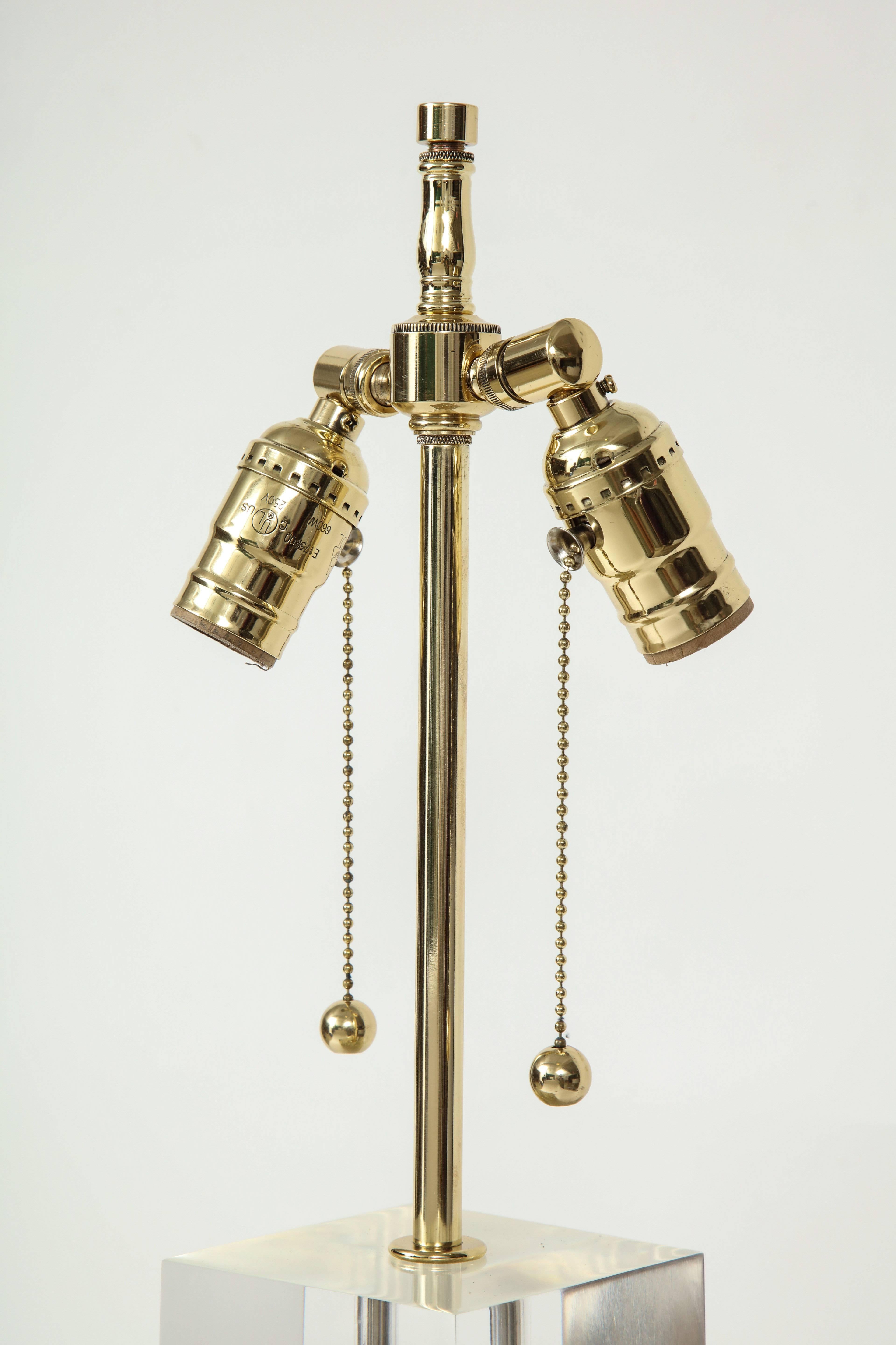 Hollis Jones Brass and Lucite Column Lamps In Excellent Condition In New York, NY