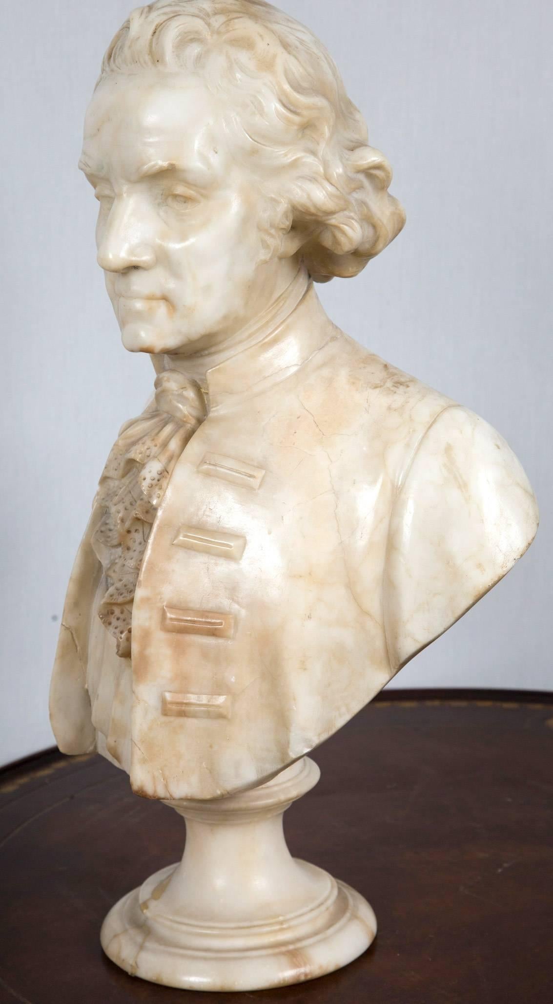 Hand-Carved Marble Bust of Thomas  Jefferson, signed Cipriani