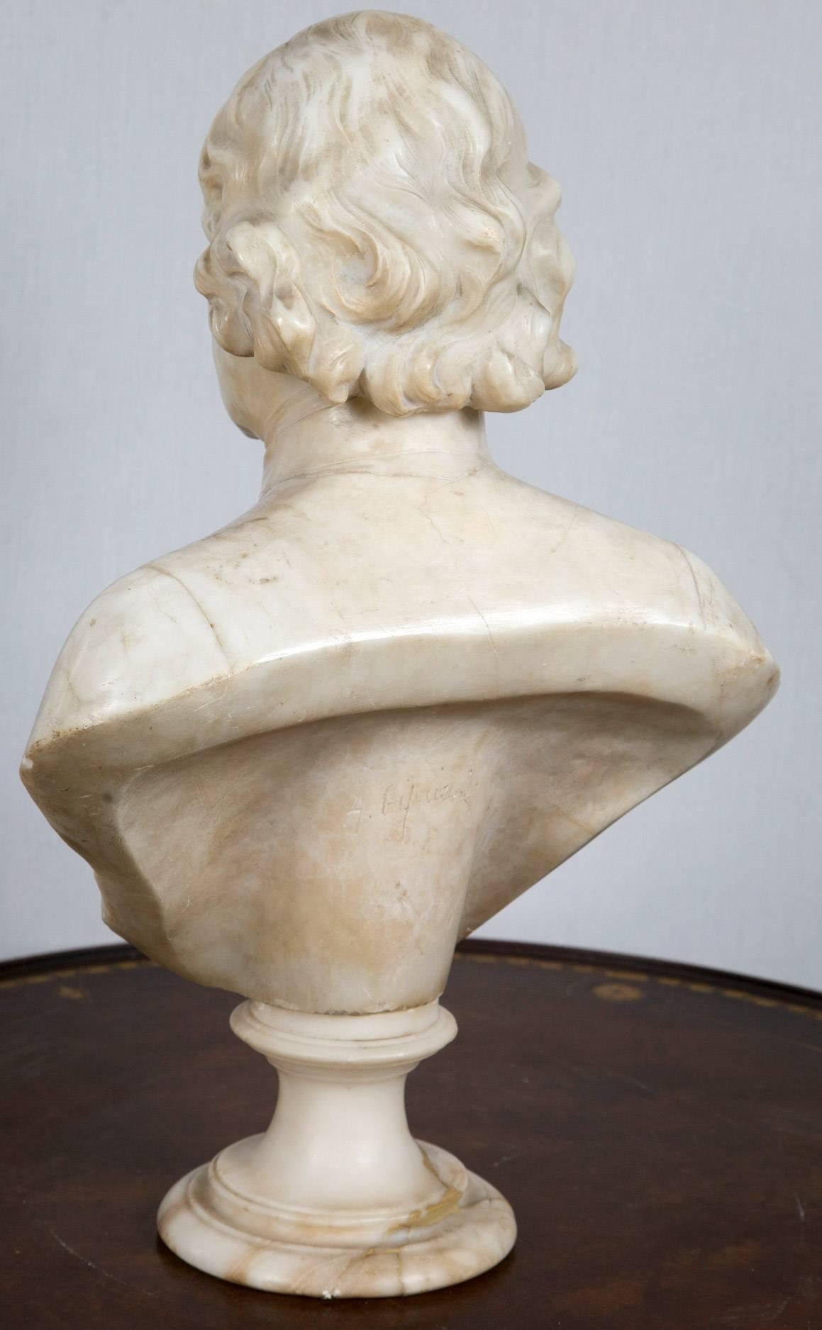 Marble Bust of Thomas  Jefferson, signed Cipriani In Good Condition In Woodbury, CT