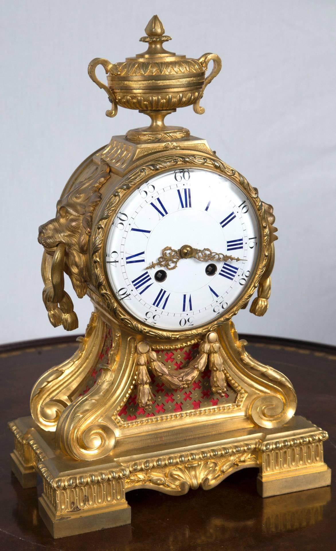 Louis XVI 18th Century French Gilt Bronze Clock