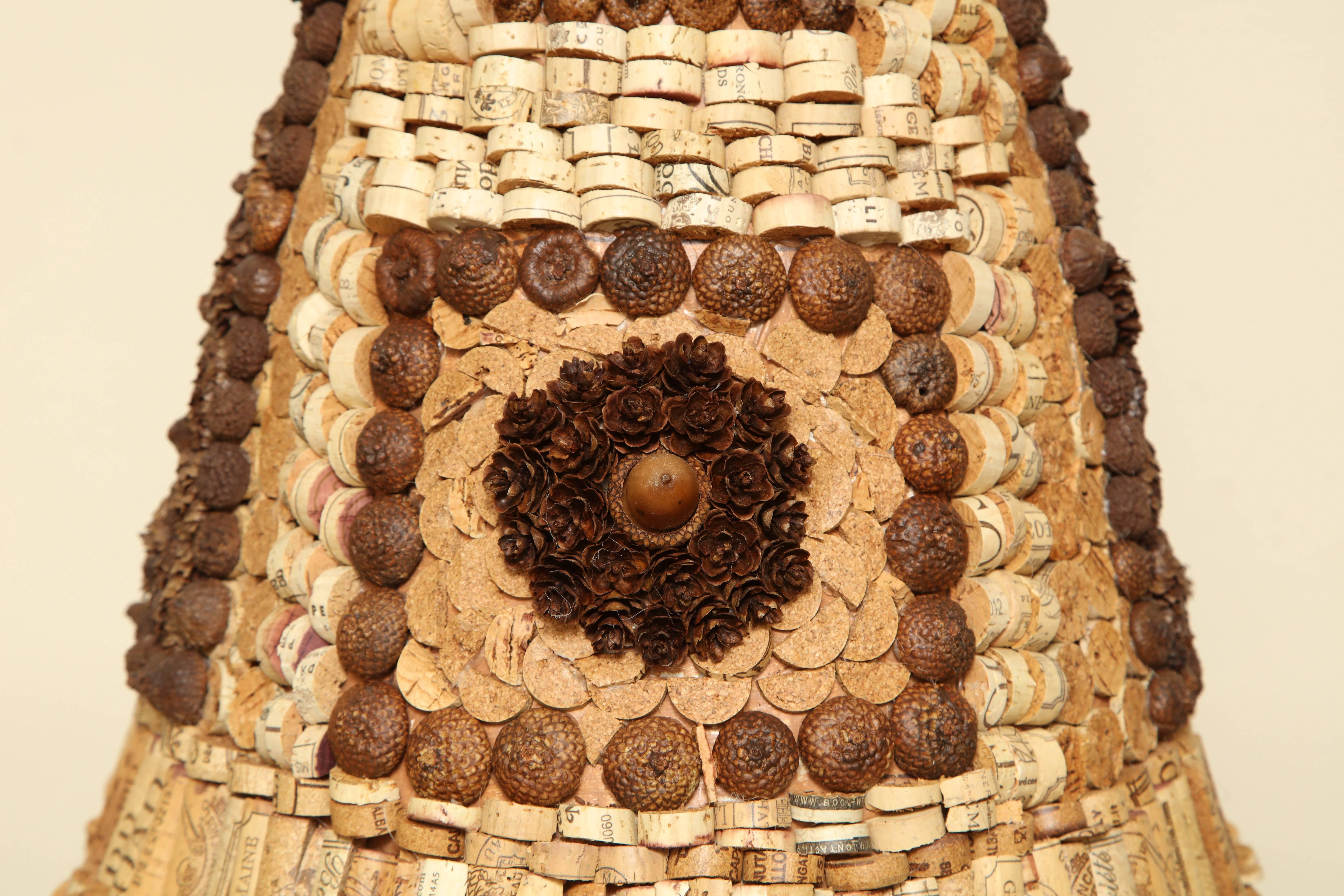 Folk Art Marian McEvoy Natural Corkillage Cone Sculpture