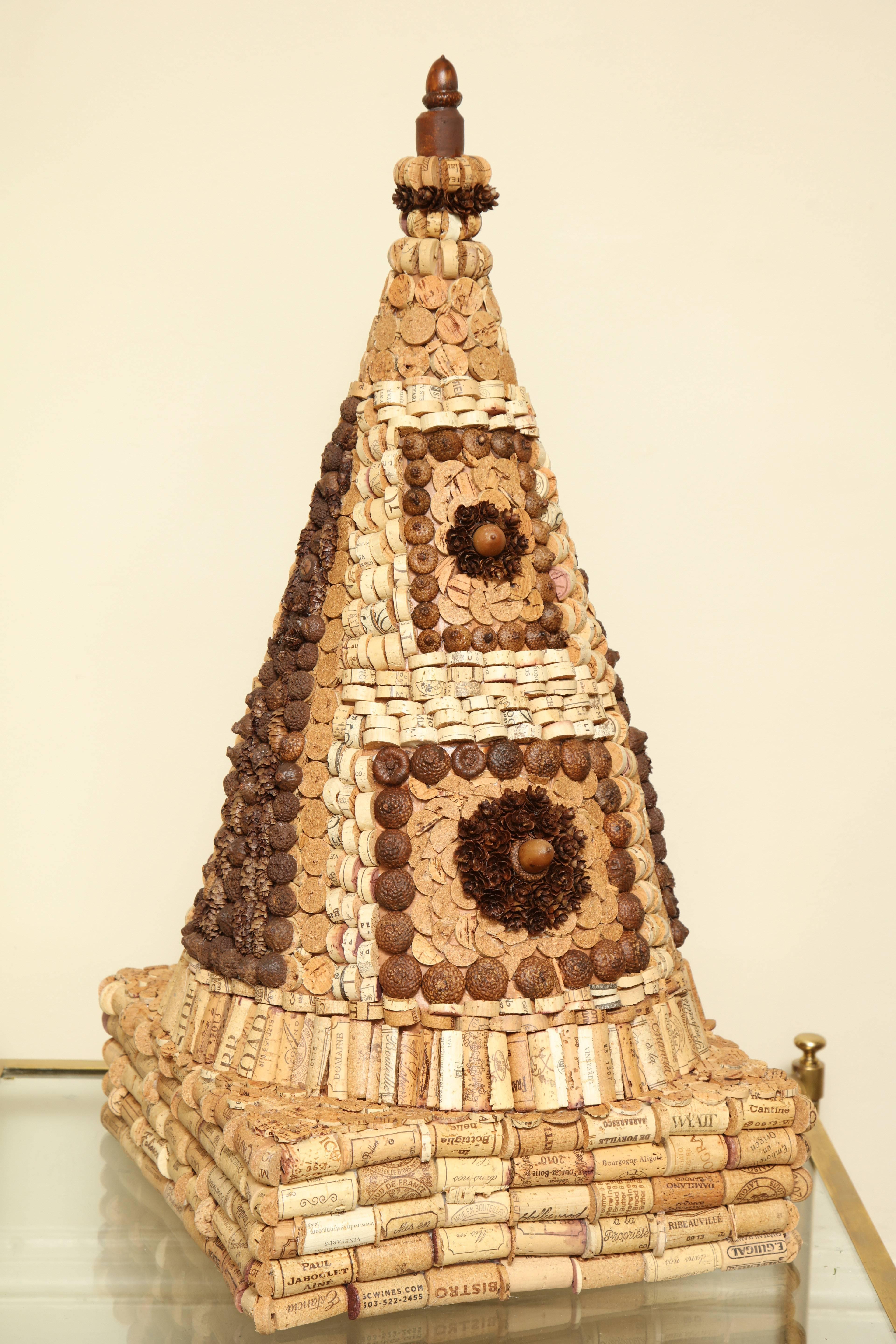 Contemporary Marian McEvoy Natural Corkillage Cone Sculpture