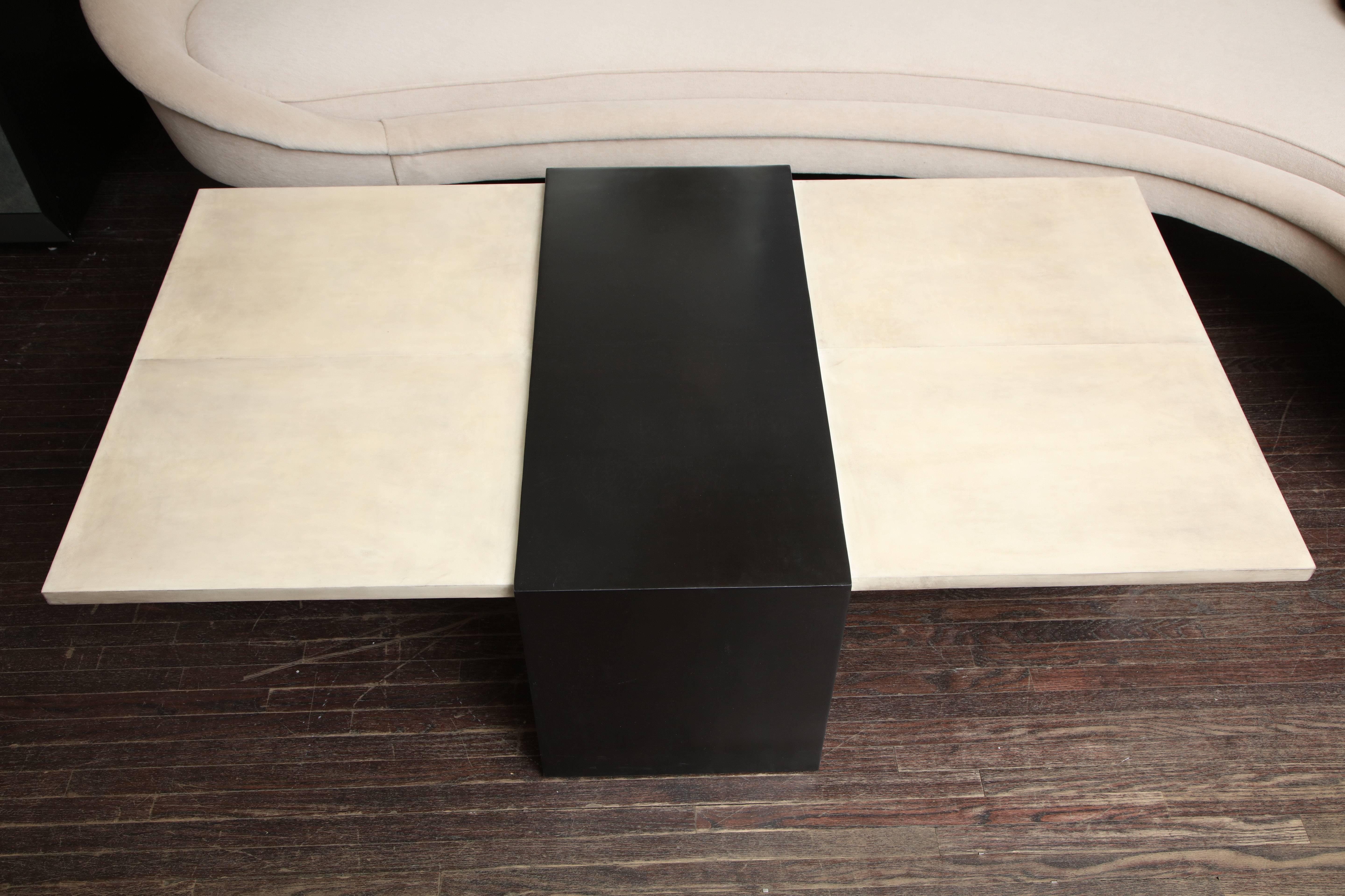 Philippine Custom Goatskin Two-Tone Cocktail Table For Sale