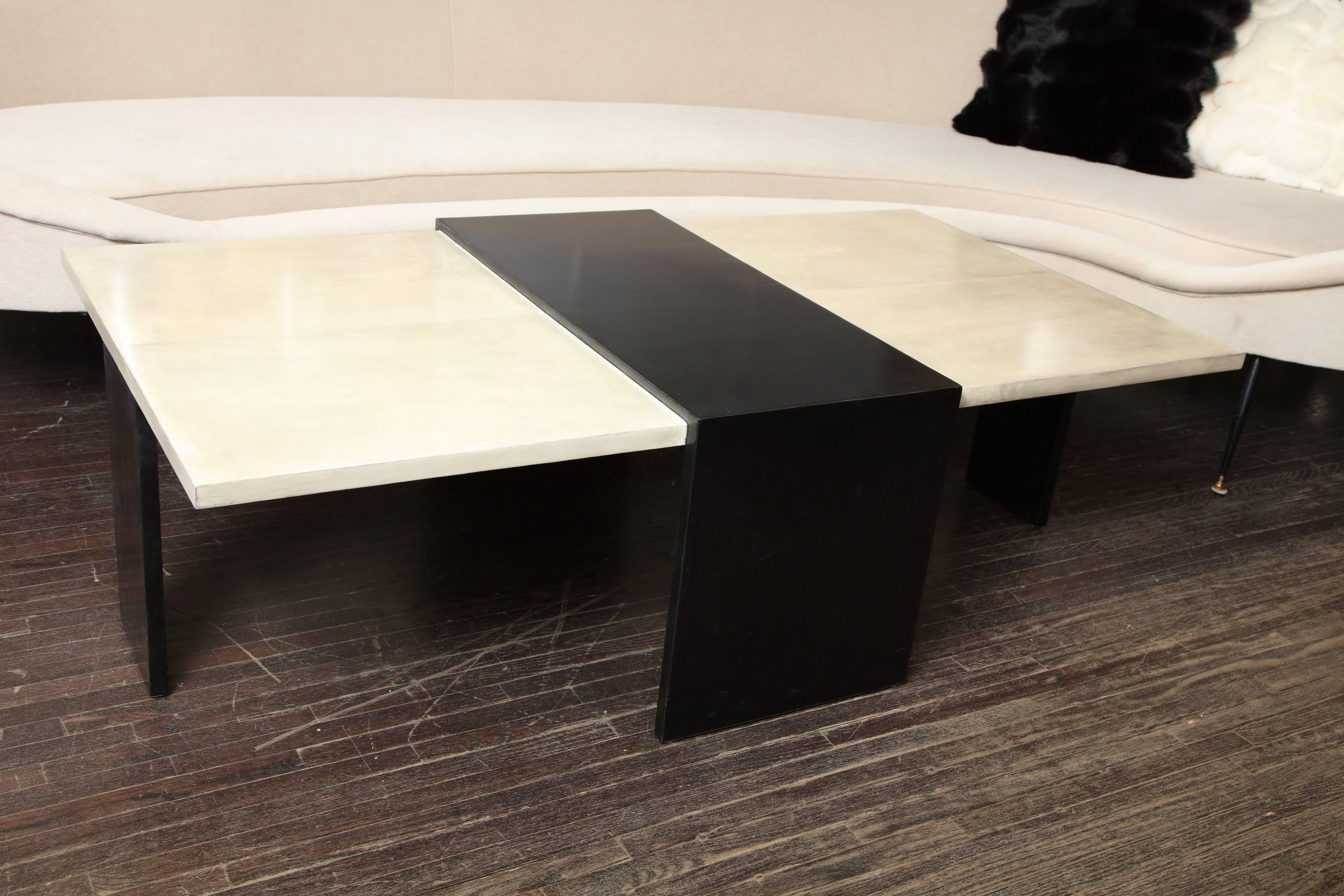Custom Goatskin Two-Tone Cocktail Table For Sale 2