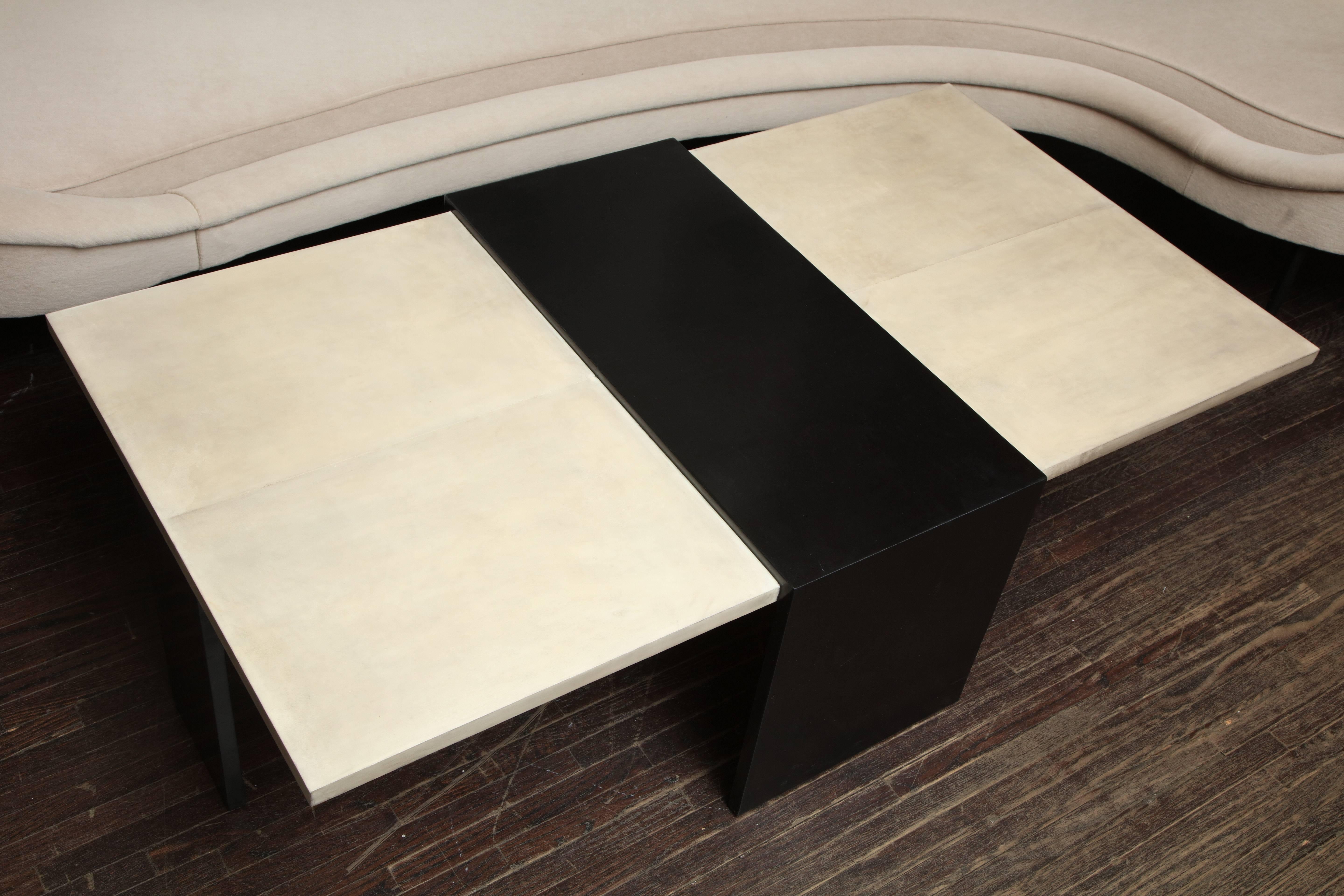Custom Goatskin Two-Tone Cocktail Table For Sale 3