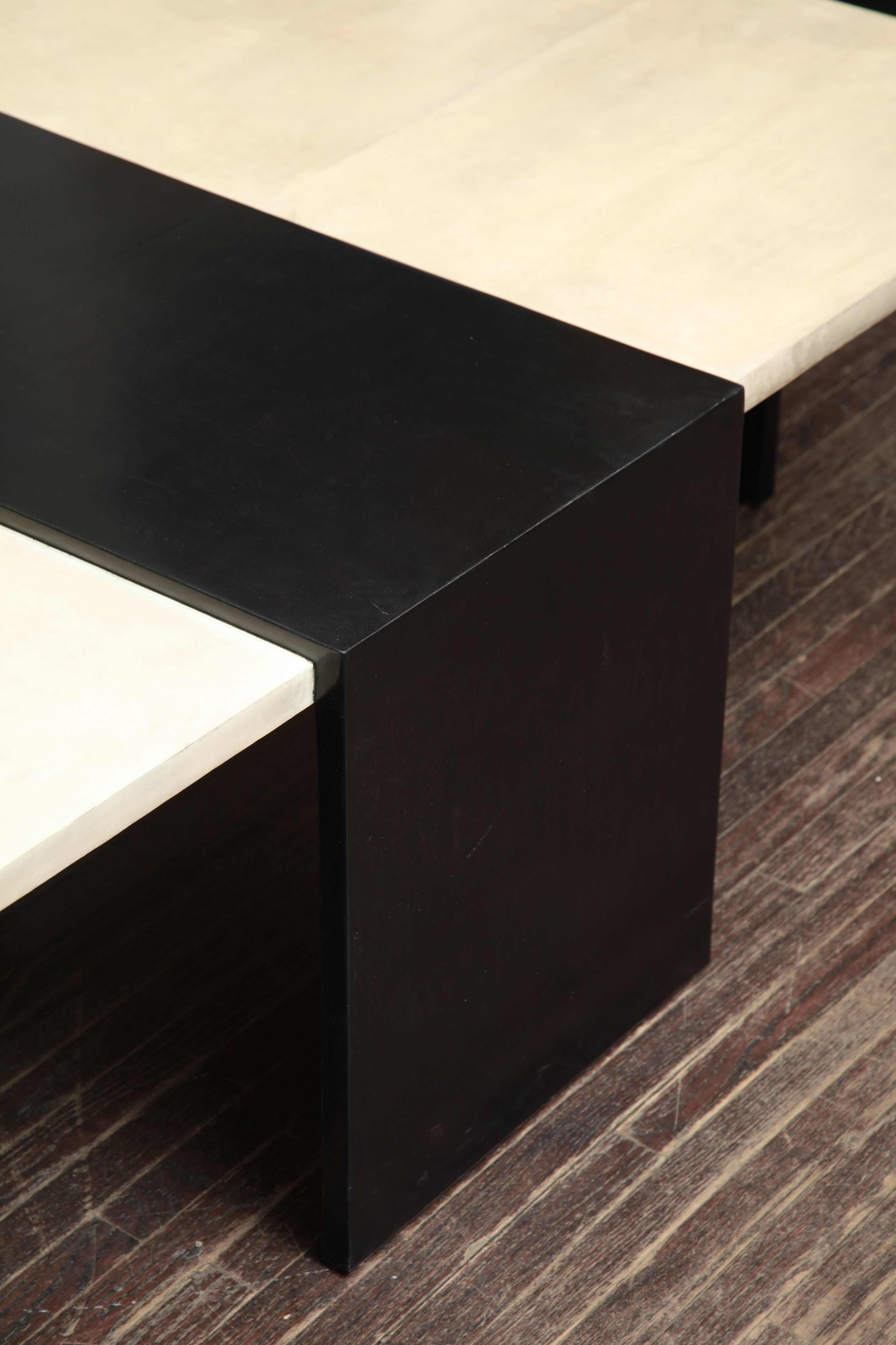 Custom Goatskin Two-Tone Cocktail Table For Sale 4