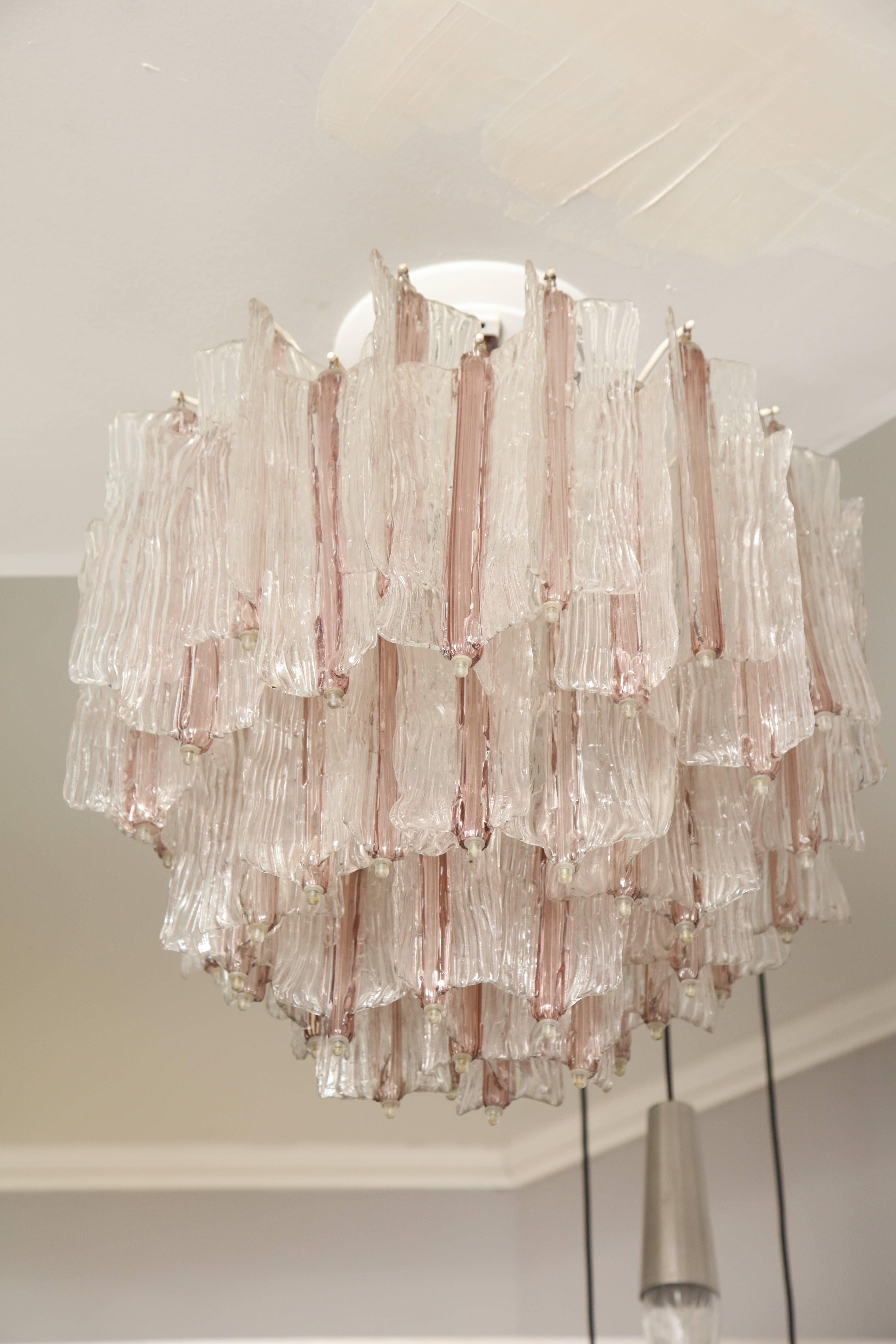 Vintage amethyst and clear Murano glass chandelier by Toni Zuccheri for Venini.