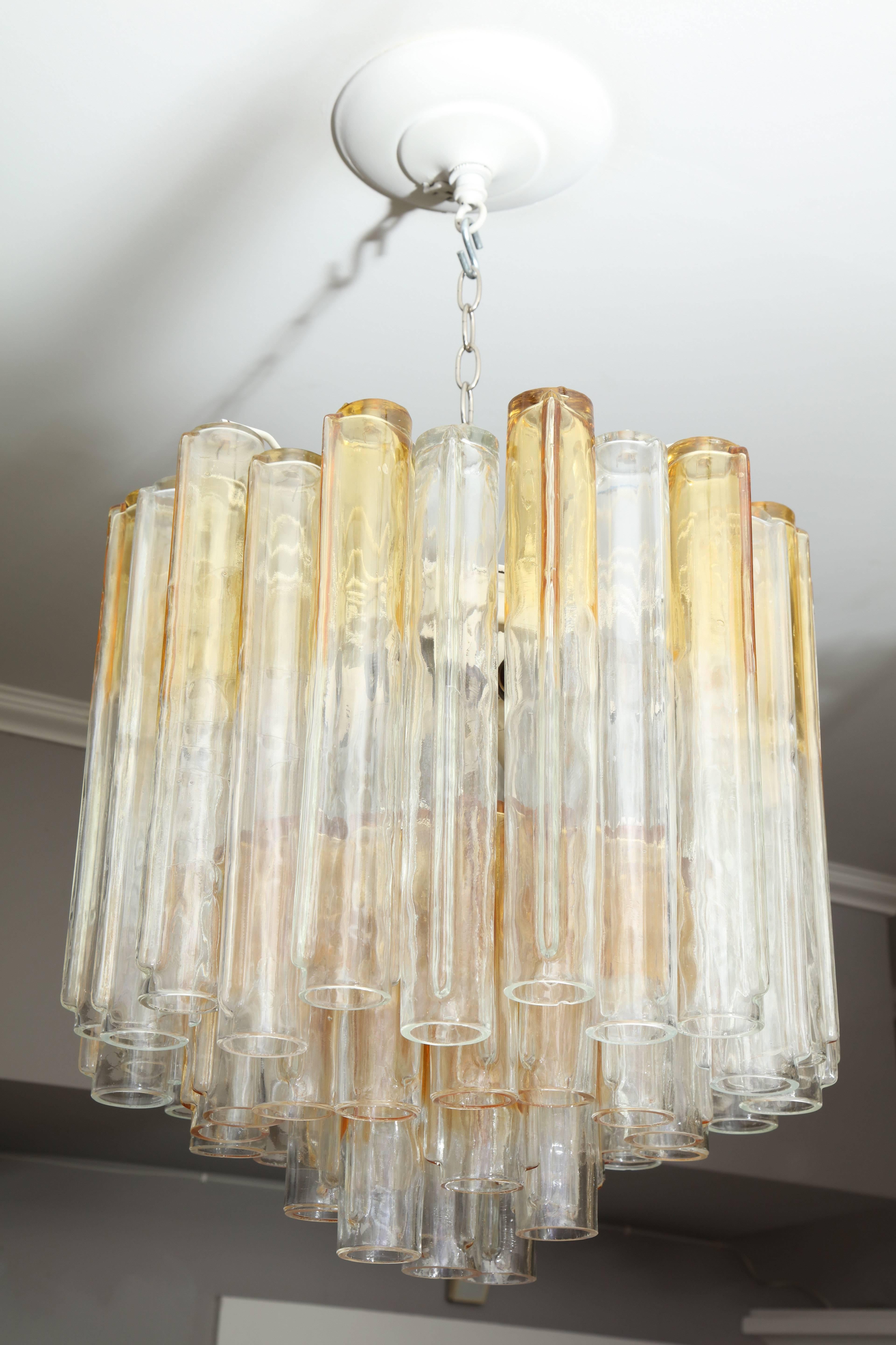 Vintage amber and clear Mazzega chandelier.