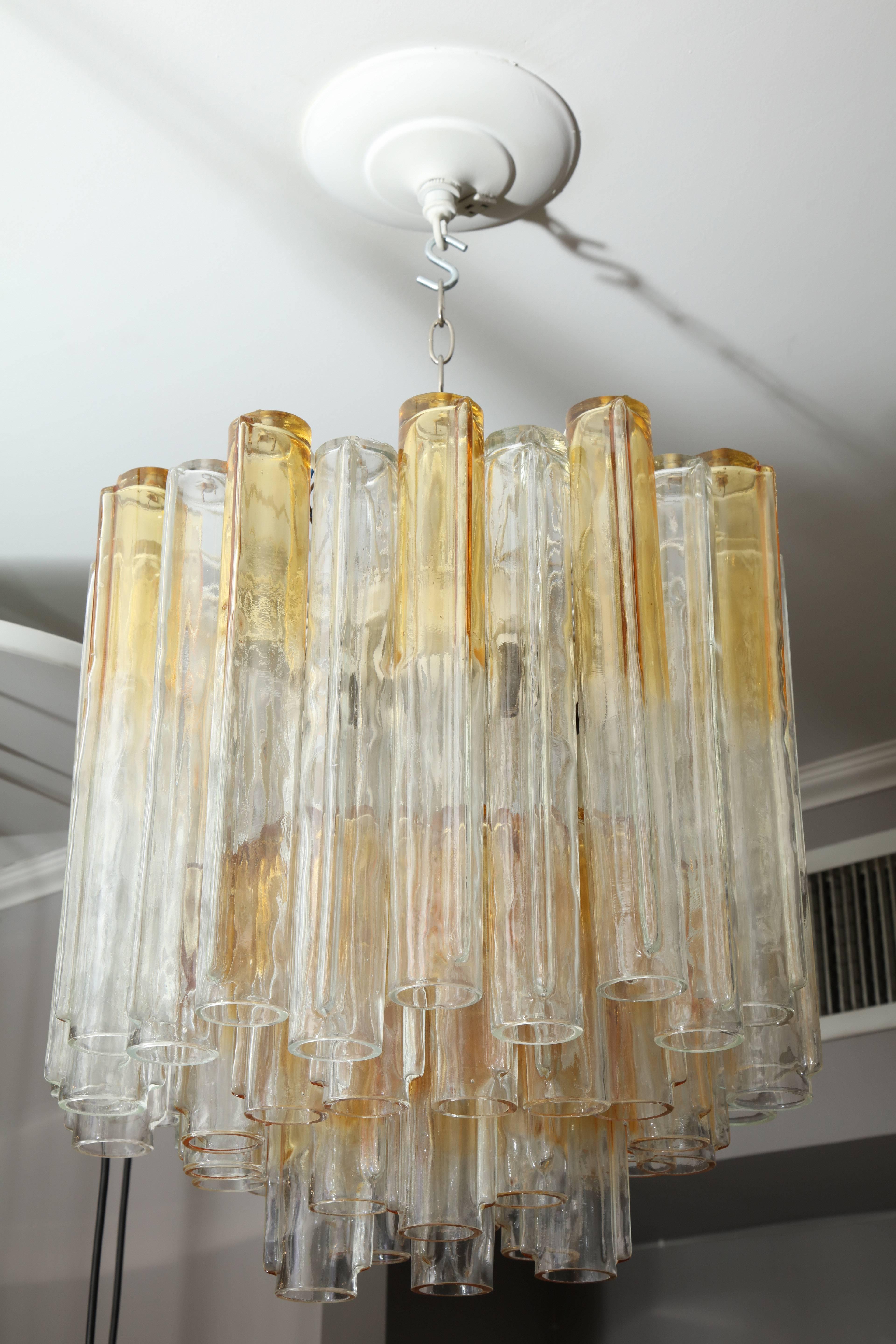 Mid-Century Modern Vintage Amber and Clear Mazzega Chandelier