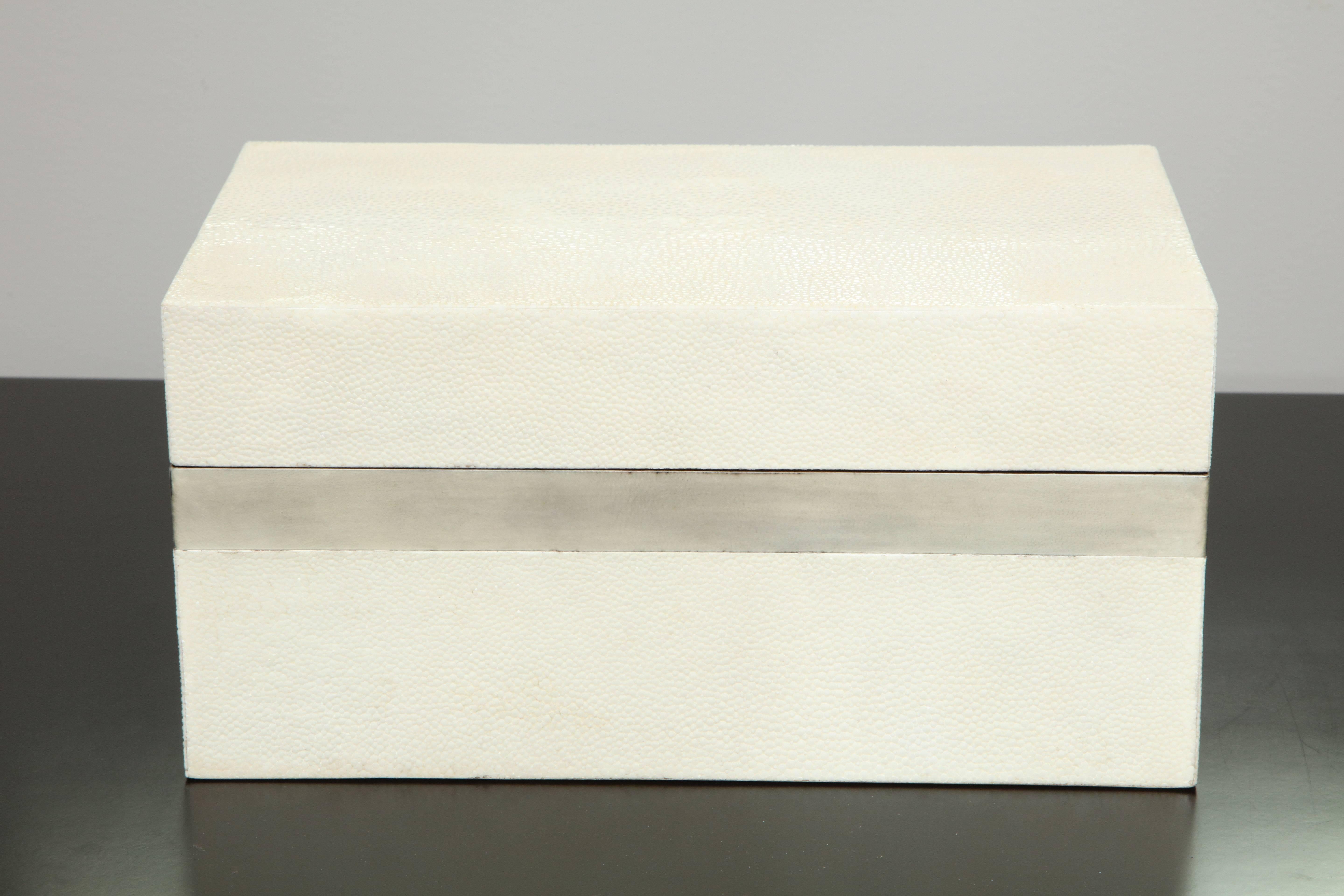 Custom shagreen treasure box with parchment trim.