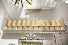 Unusual Frosted Murano Glass Rectangular Chandelier