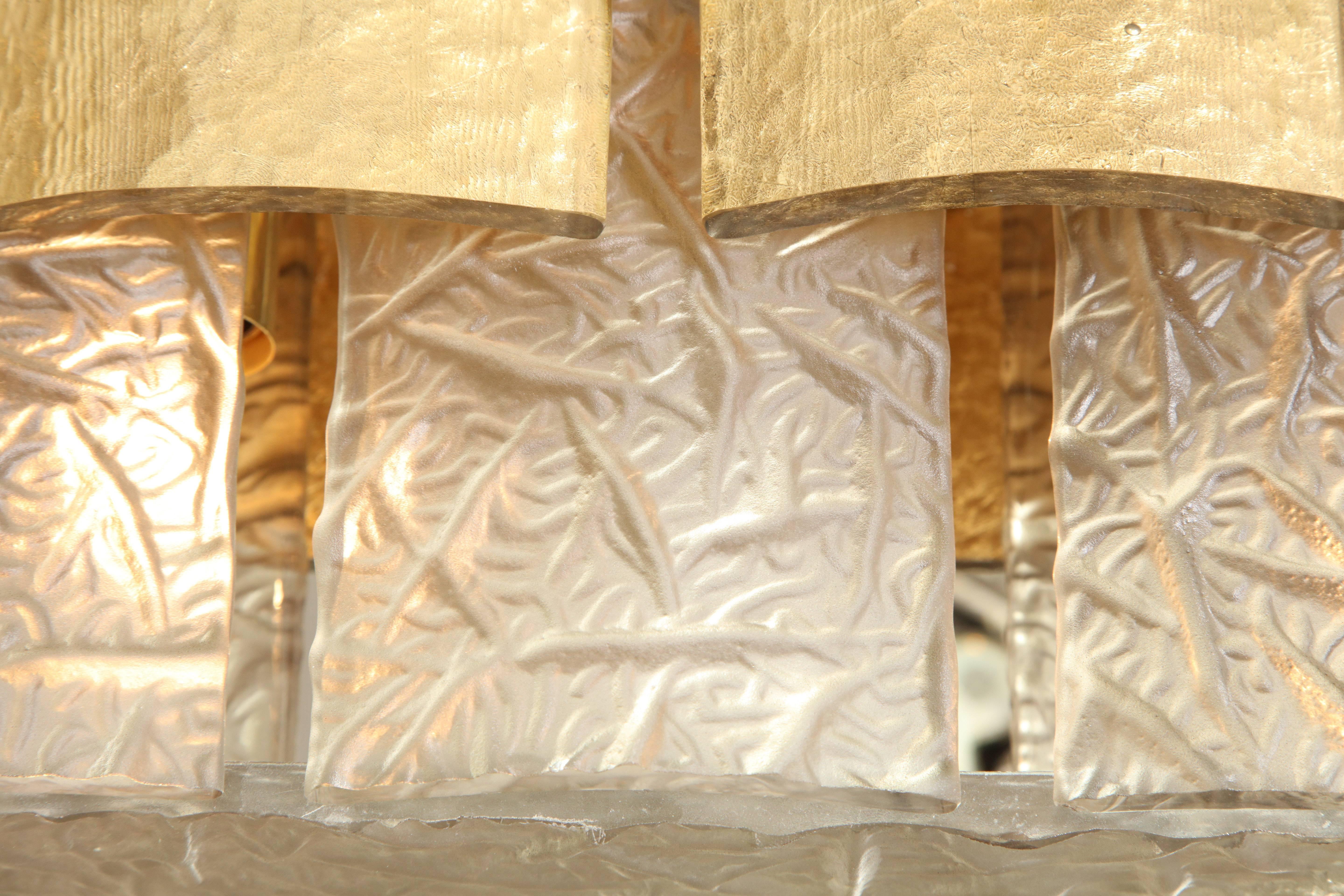 Unusual Frosted Murano Glass Rectangular Chandelier 3